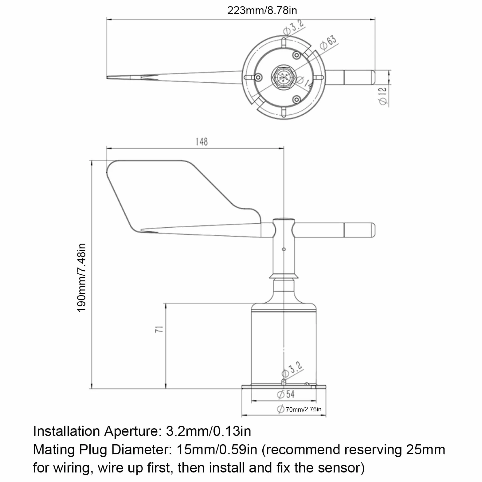 Capteur de Direction du Vent 360° DC 5V Anémomètre Précis pour Serre Jardin
