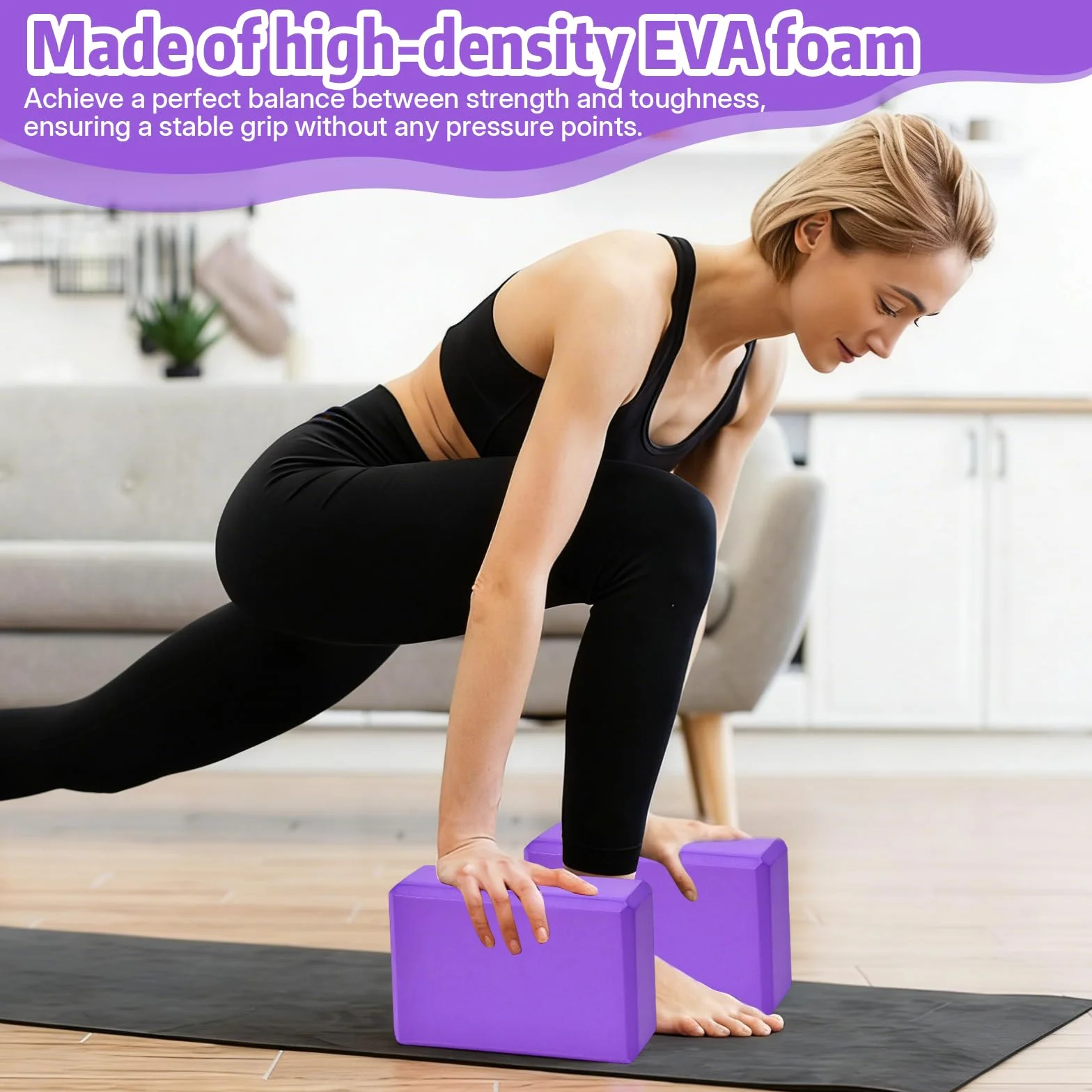 Brique Yoga Lot de 2 EVA Haute Densité Violet
