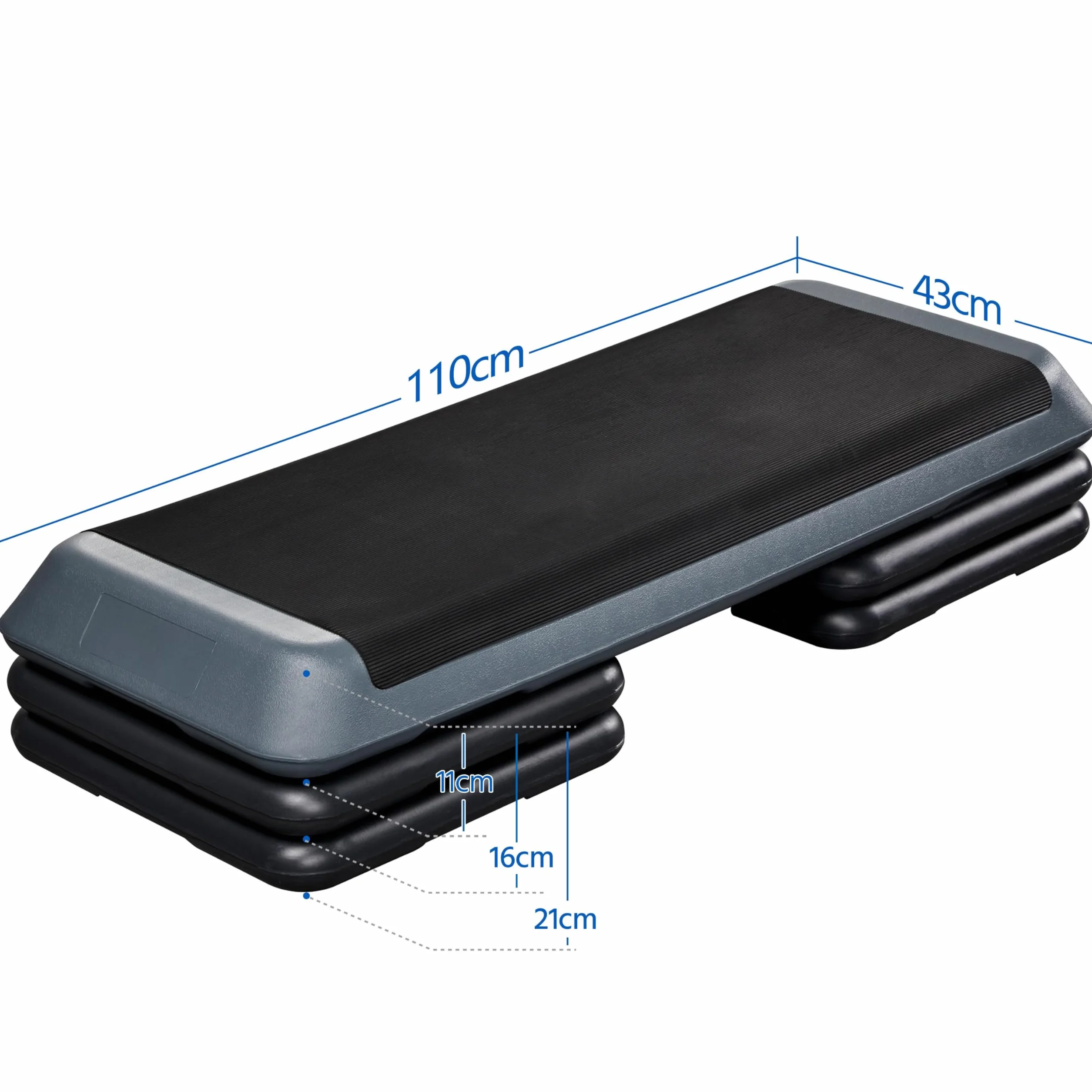 Yaheetech Stepper d'Aérobic Step Fitness 110 x 43 cm Hauteur Réglable 3 Niveaux 11cm/16cm/21cm Charge Max. 250kg