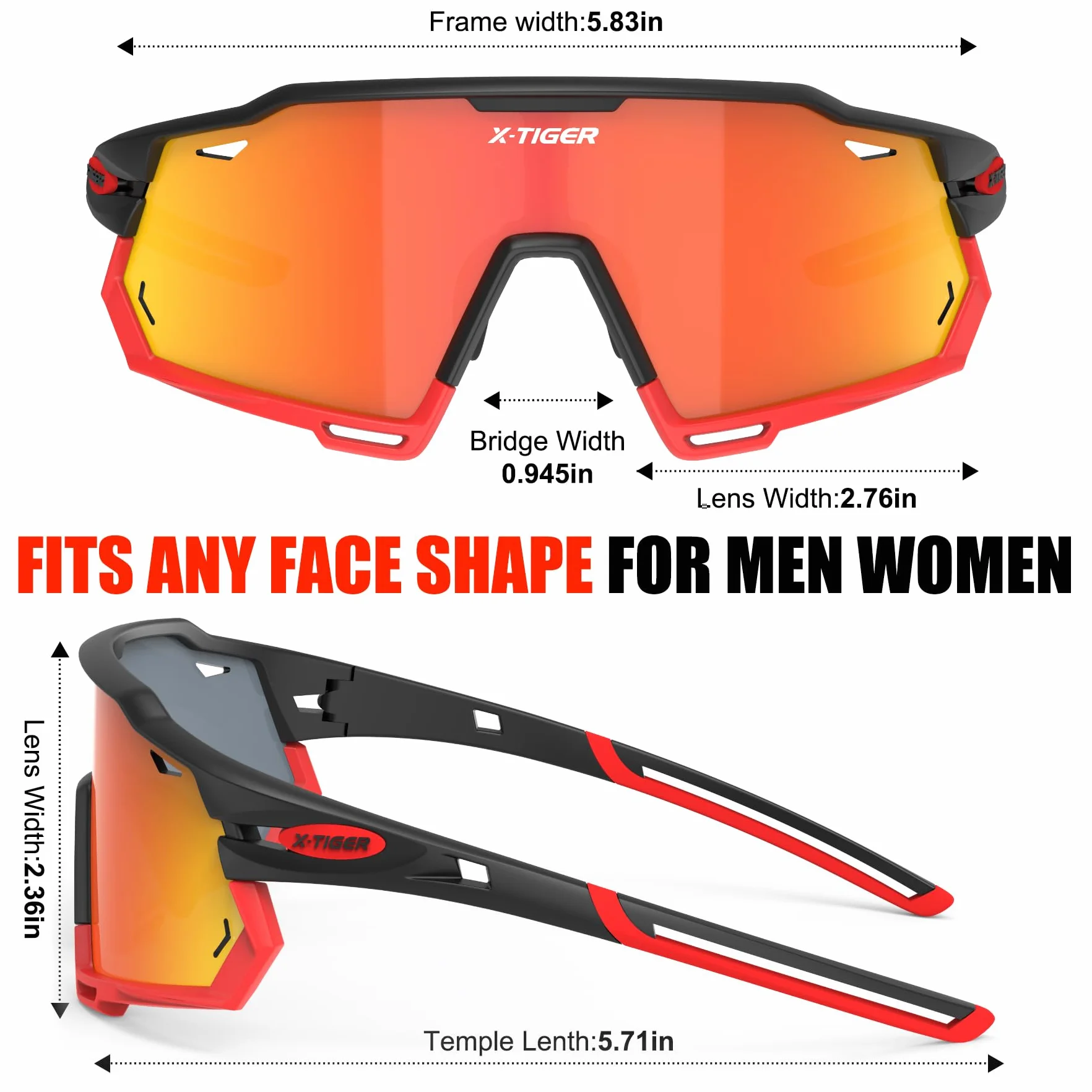 X-TIGER Lunettes de Cyclisme VTT Homme avec 5 Lentilles Interchangeables Protection UV400