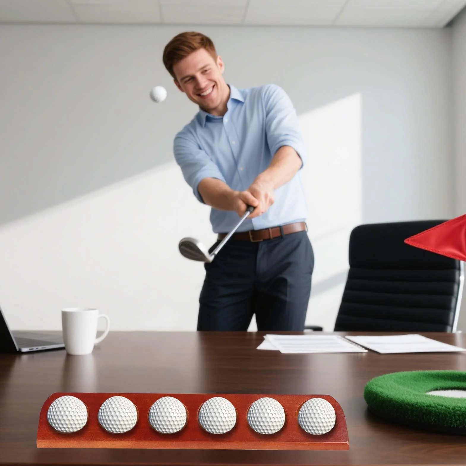 Présentoir De Balles De Golf 6 Trous Support Rangement Murale Salon Bureau