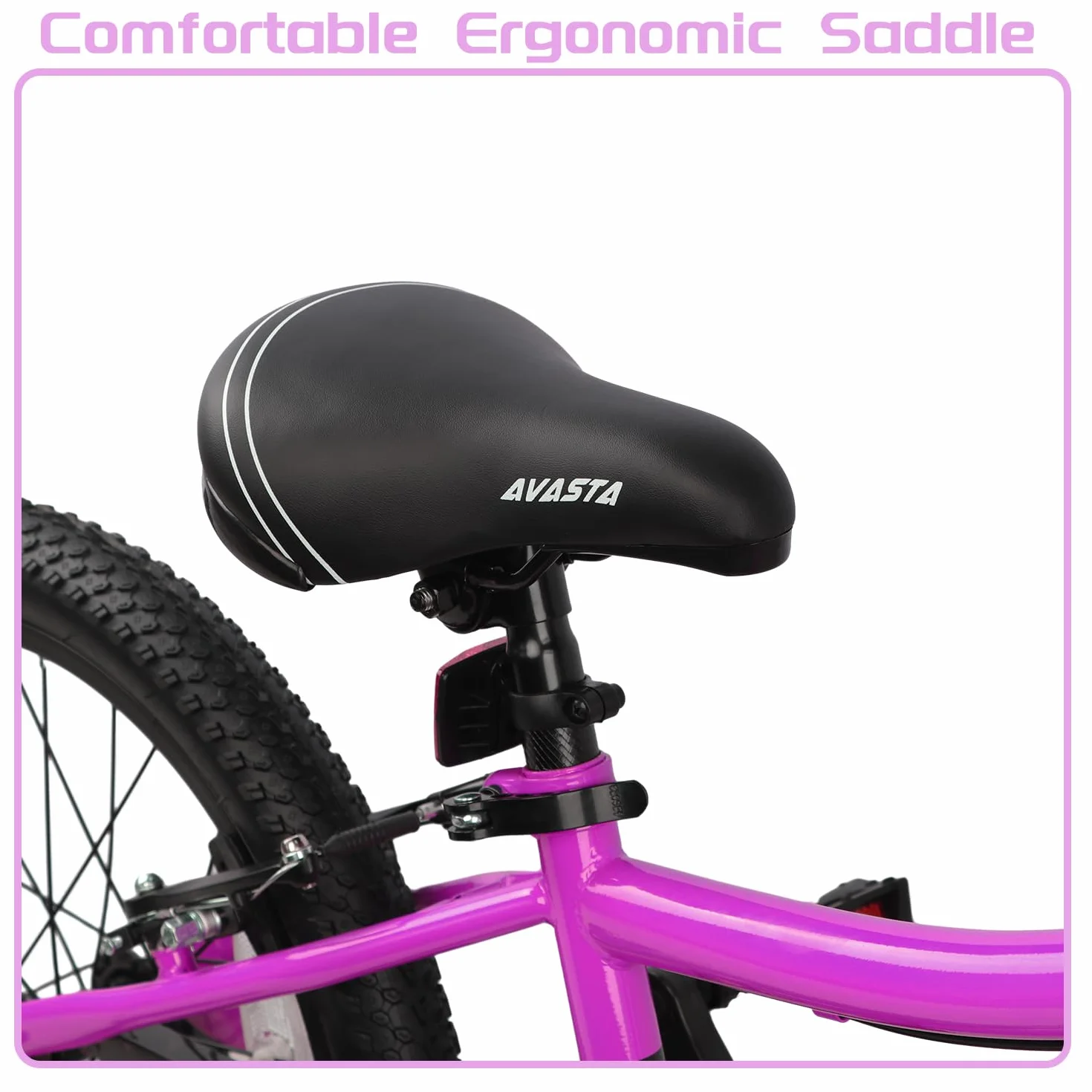 AVASTA Vélo Enfant 18 Pouces avec Freins à Main, Béquille, Siège Réglable, Rose