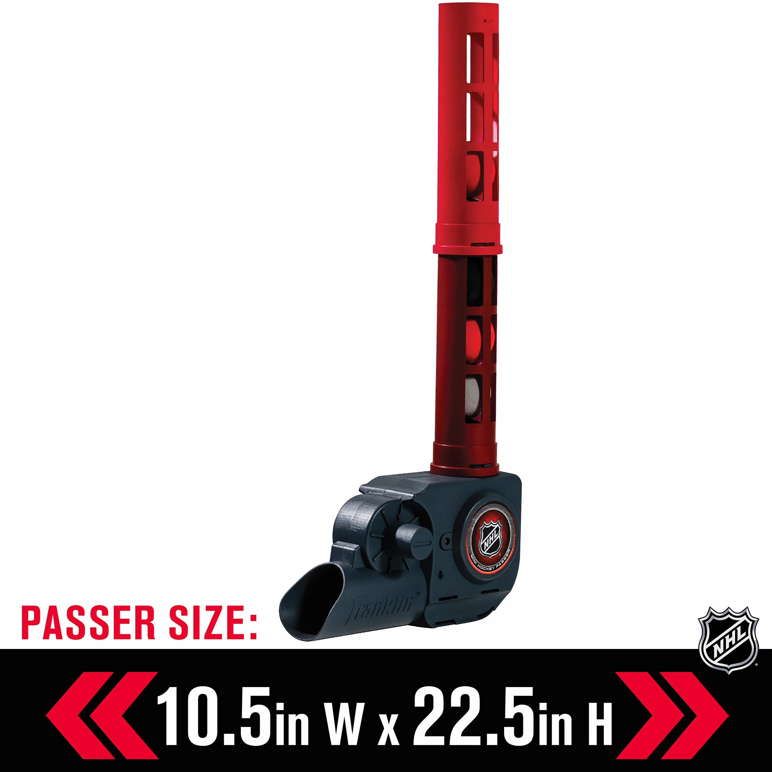 Franklin Sports Mini Passant de Balle de Hockey Automatique – Patte de Balle au Genou – 6 Mini Balles – Licence NHL