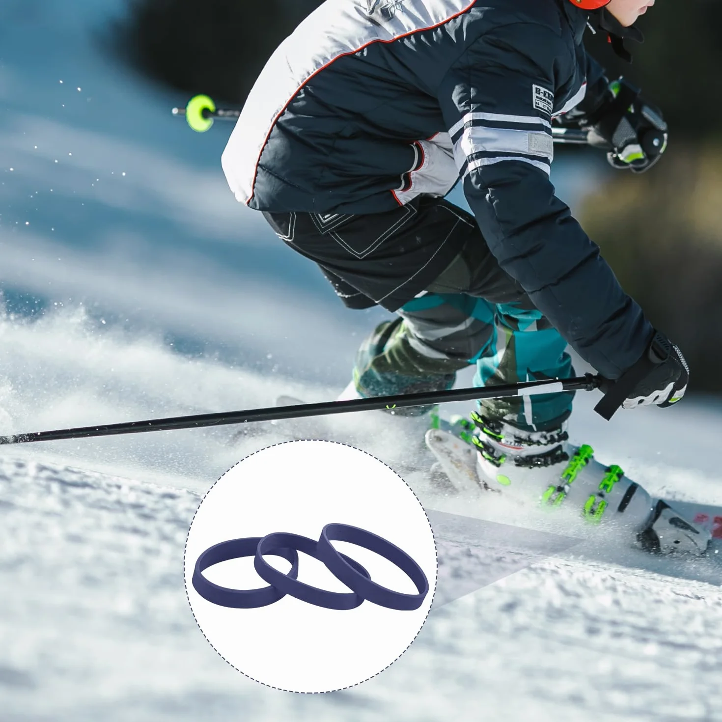 Band de Frein de Ski, 32pcs Retenues de Freins de Snowboard Bande de Caoutchouc
