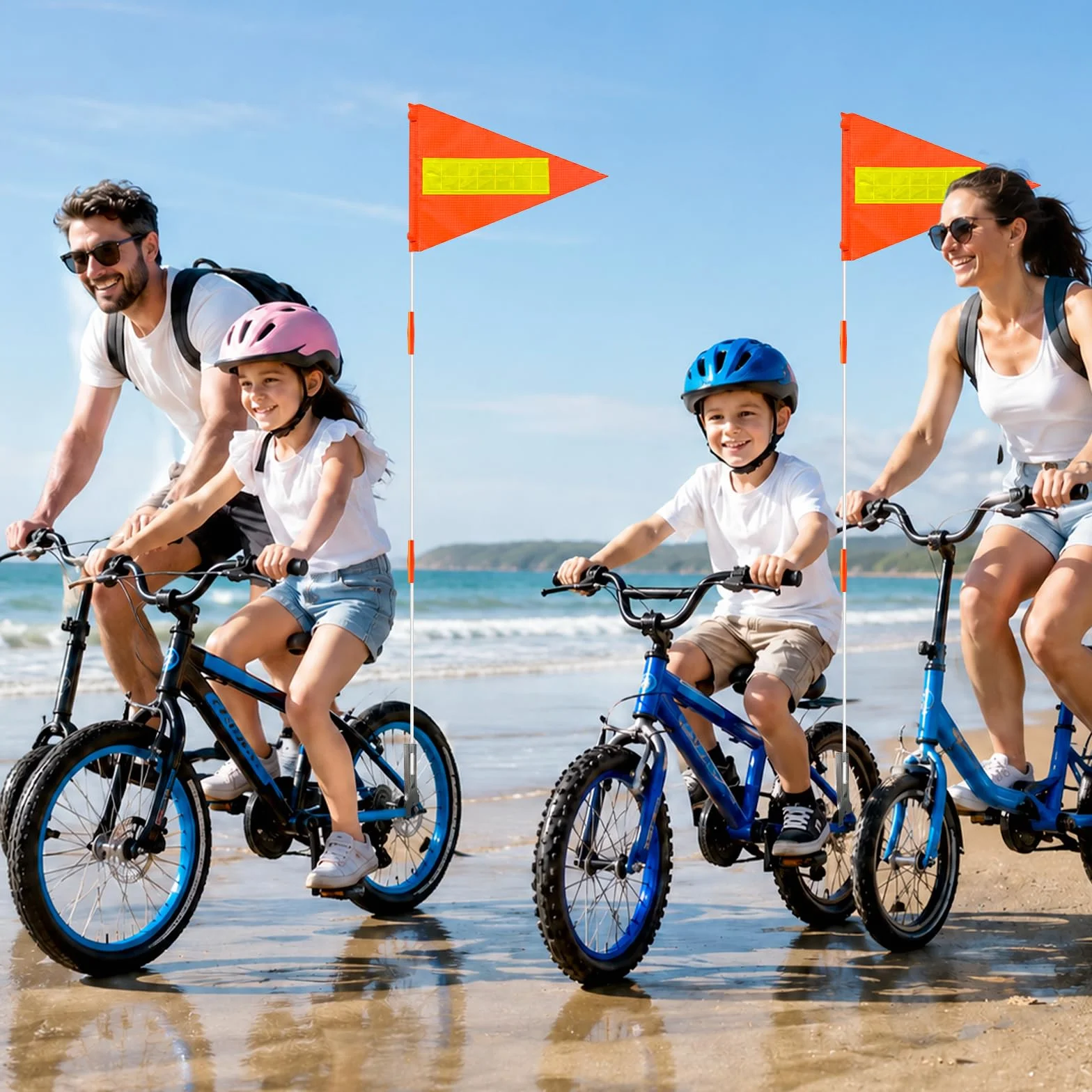 Fanion de Sécurité pour Vélo 150cm, Drapeau Velo Réfléchissant Impréable, Tige Réglable