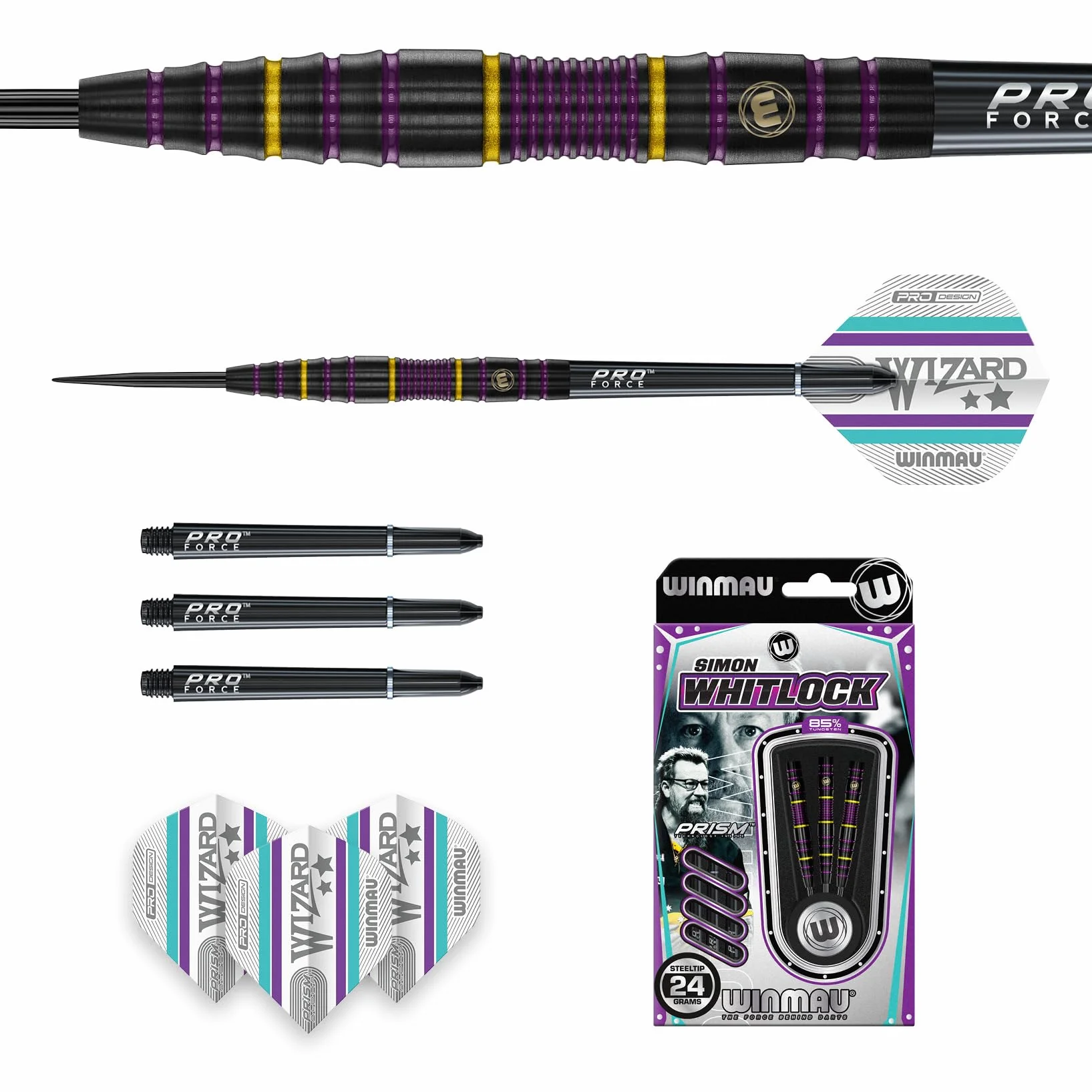 WINMAU Pro Series 85% Dart Set with Flights and Shafts Simon Whitlock
