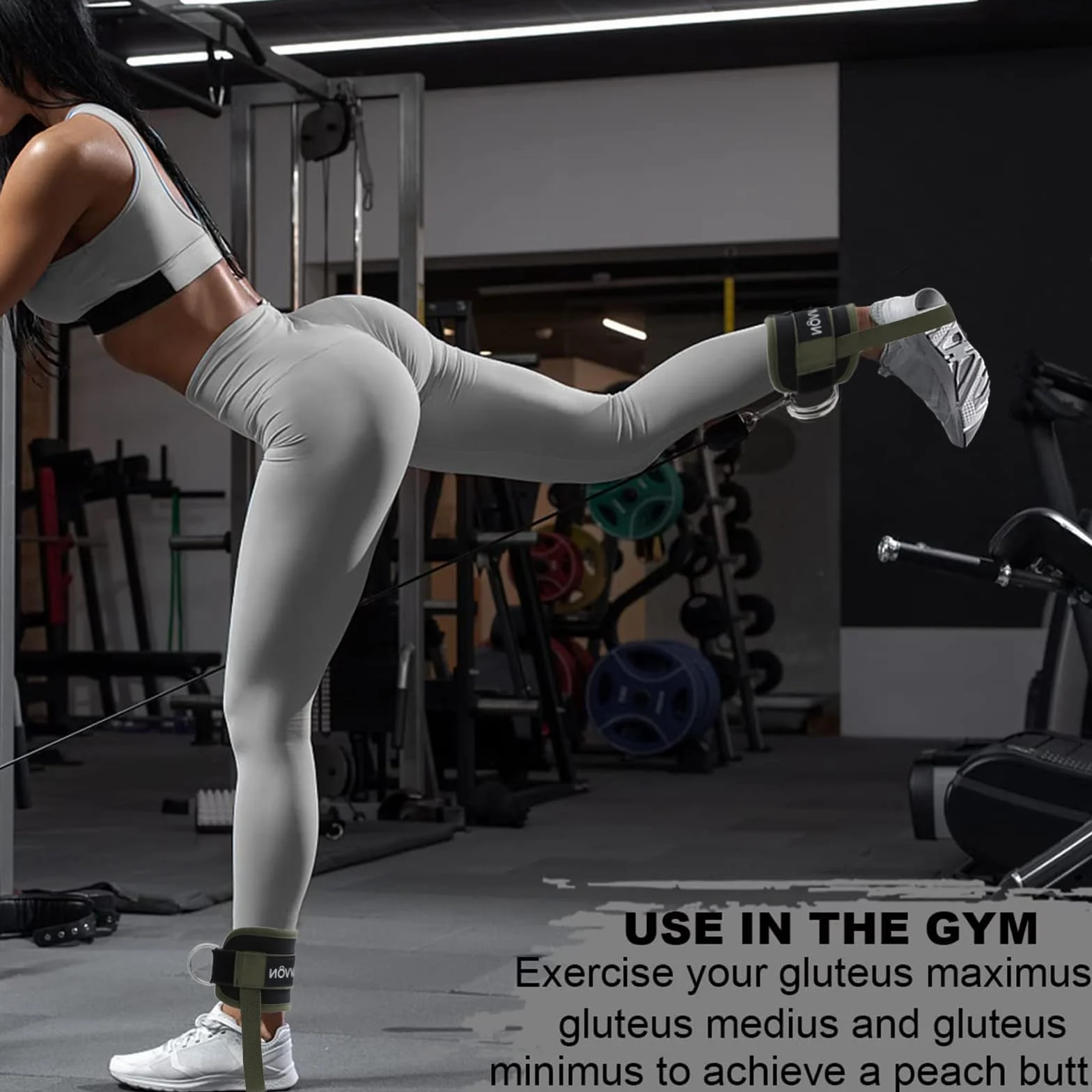 Sangle Cheville Musculation Poulie - Attaches de Câble Réglables pour Salle de Sport, Ankle Straps pour Fessiers et Extensions Jambes