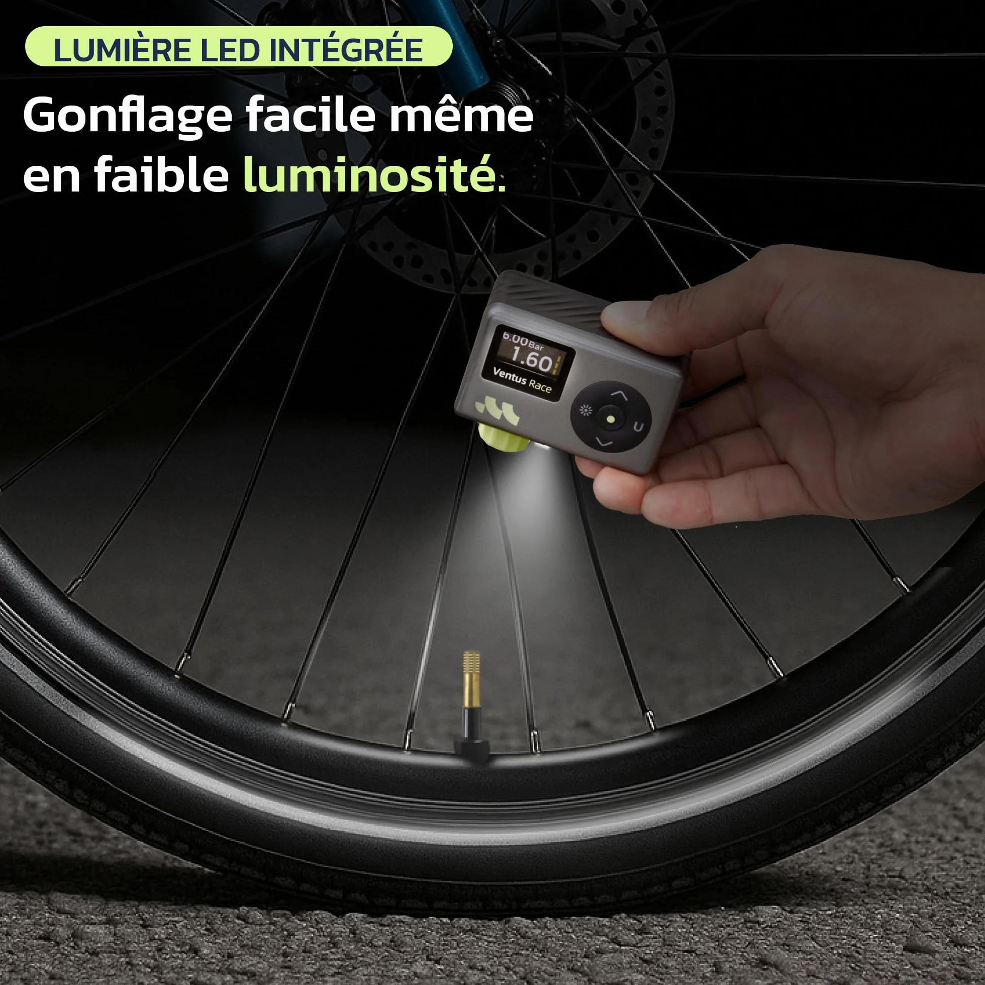Woowind Pompe a Velo Electrique 120 PSI 8,3BAR Gonflage Rapide Mini Compresseur sans Fil