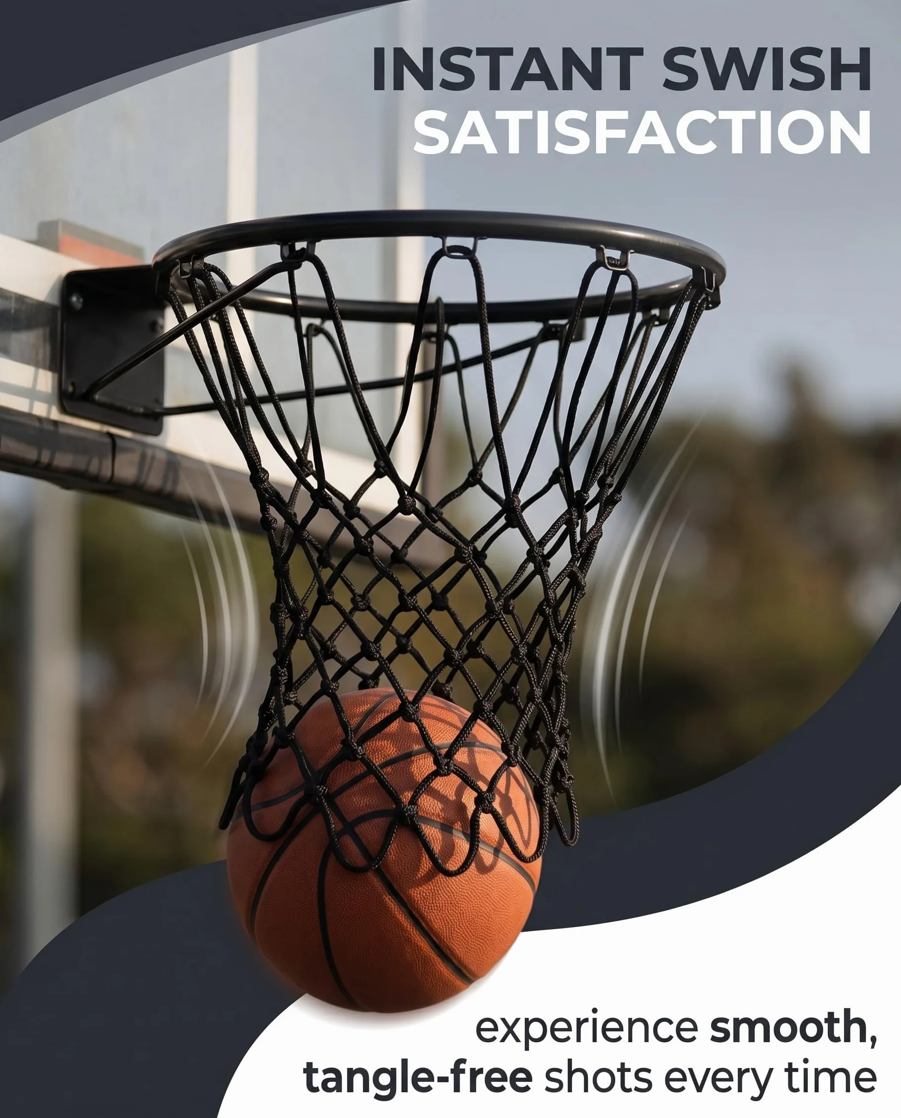 Filet de Basket-Ball de Rechange Résistant, Filet Panier Basket Extérieur Qualité Professionnelle, S'adapte à Jante Standard (Noir)