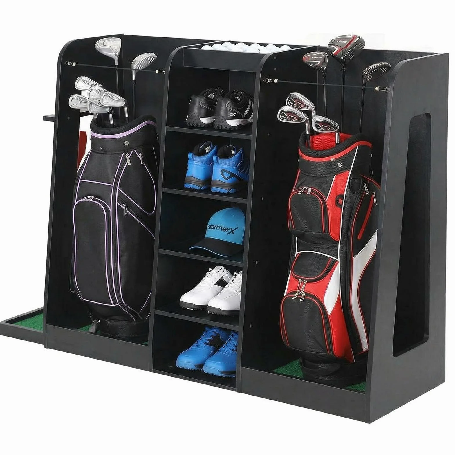 Organiseur Robuste pour Sacs de Golf Garvee – Rangement Bois pour 2 Sacs, Accessoires et Clubs