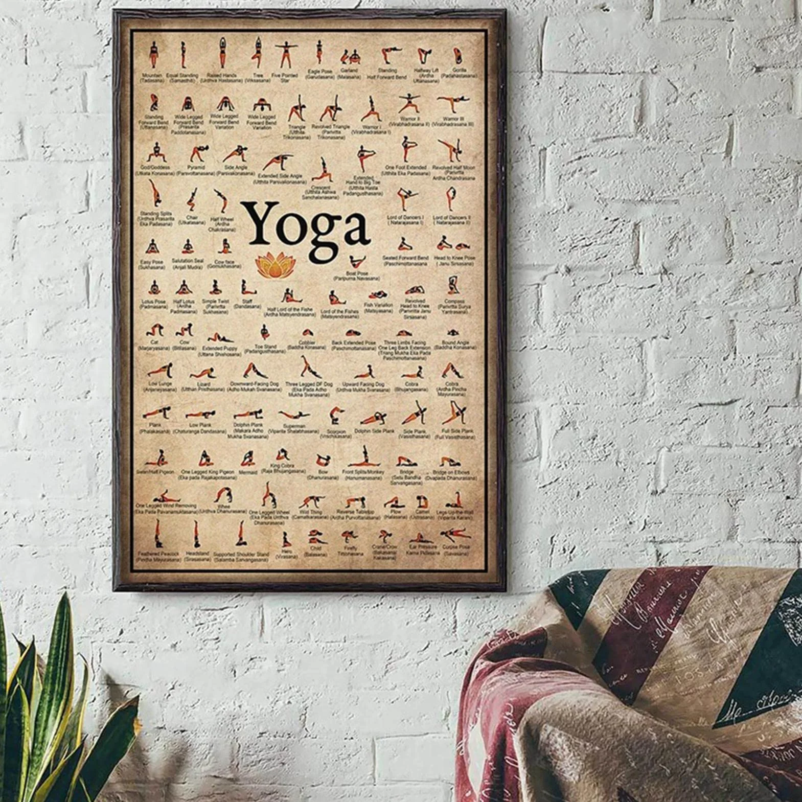 Affiche Yoga Classiques Poster Postures Gym À Domicile Bodybuilding Stratifié Sport Fitness Mur Decor