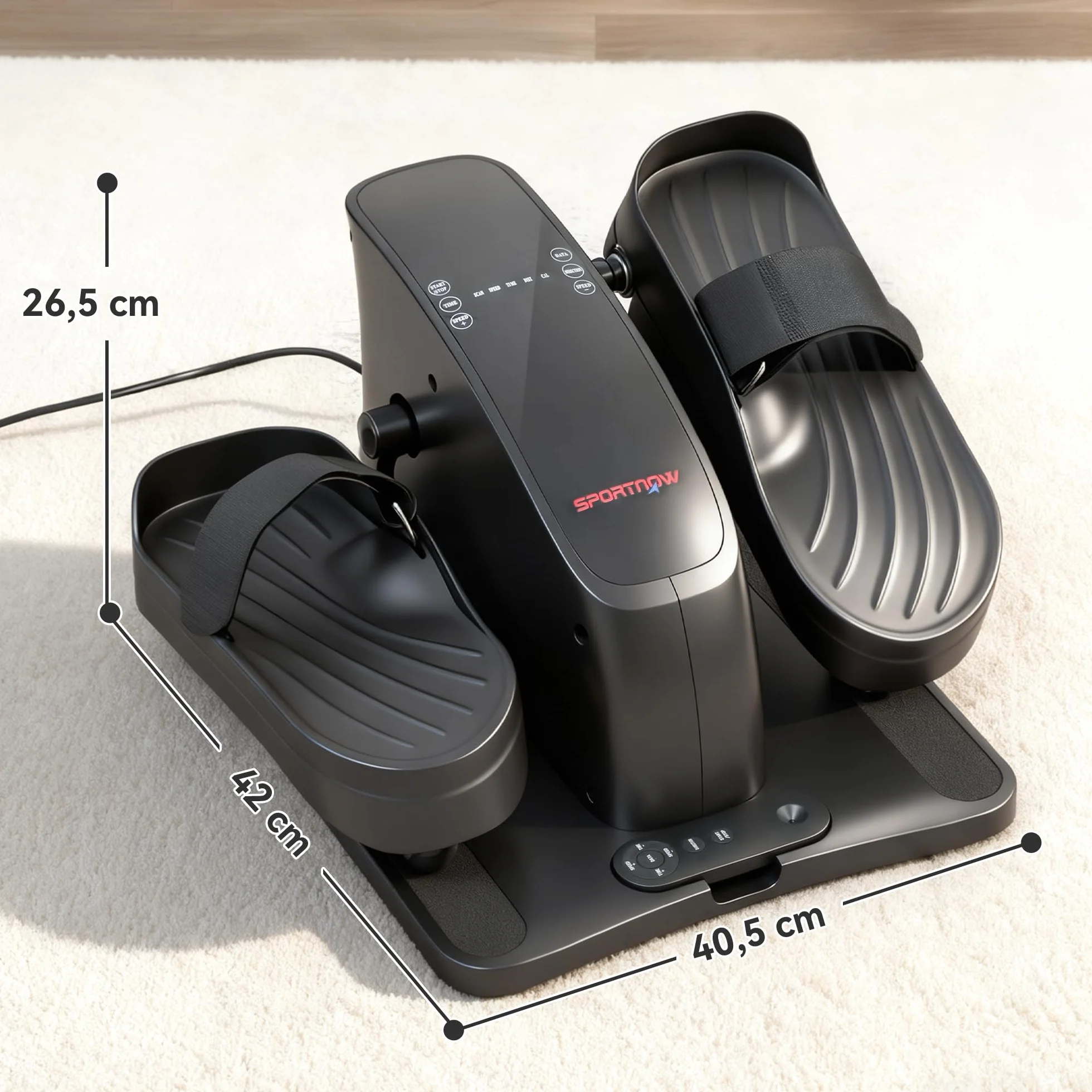 SPORTNOW Mini vélo elliptique électrique avec télécommande Écran LED 12 Vitesses Antidérapant Silencieux Portable