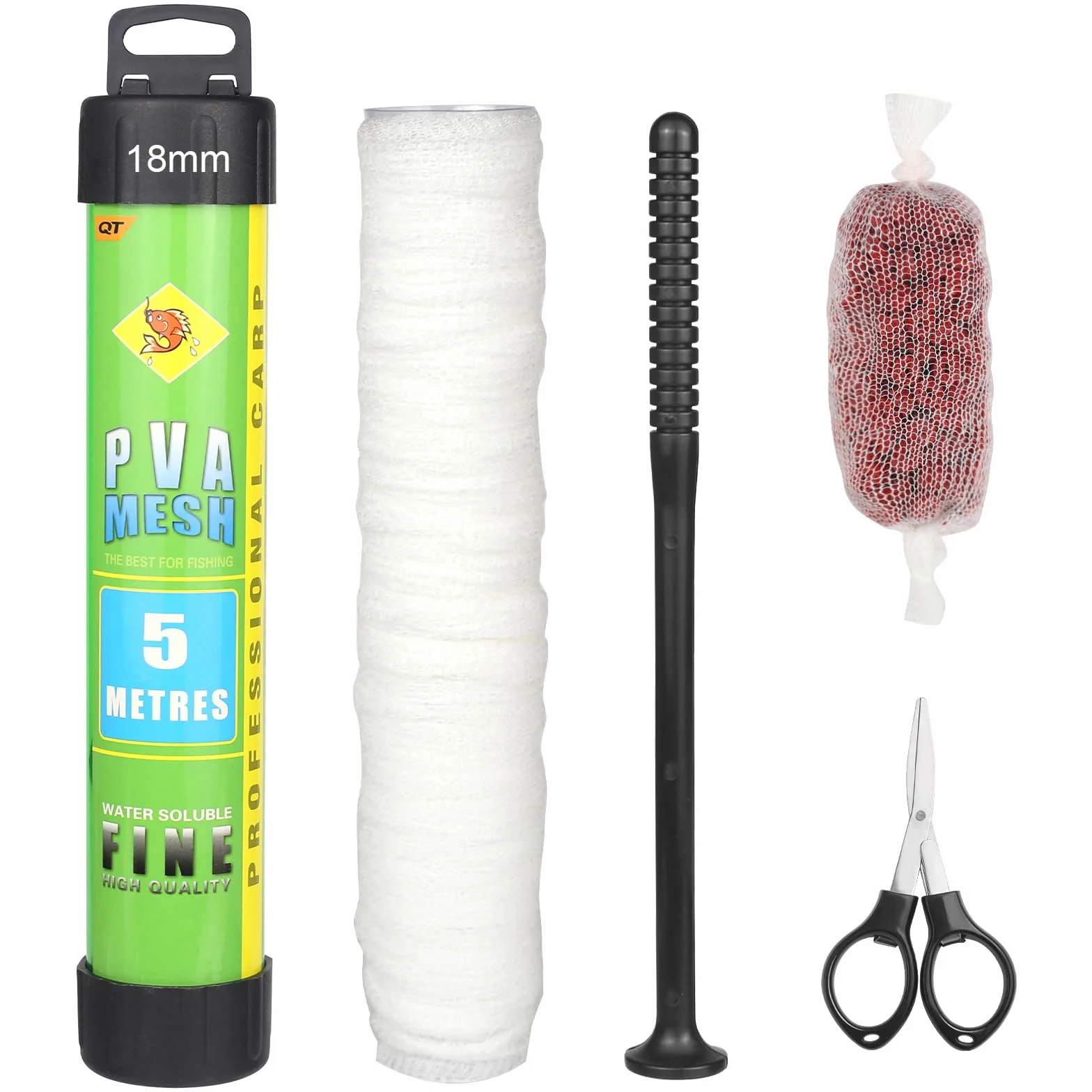 Kit de maille en PVC 5 m avec ciseaux, entonnoir, système de piston 18/25/37 mm, sacs de pêche à la carpe
