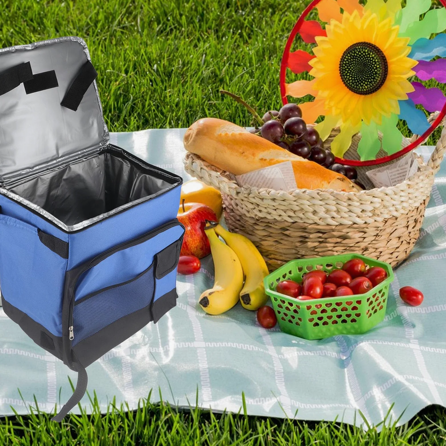 Glacière à roulettes sur Chariot, 35L Sac Isotherme Portable Isolé, Pliable Imperméable Anti-Fuite Glacière Souple pour Pique-Nique, Camping, La Plage Et Le Voyage à L'extérieur