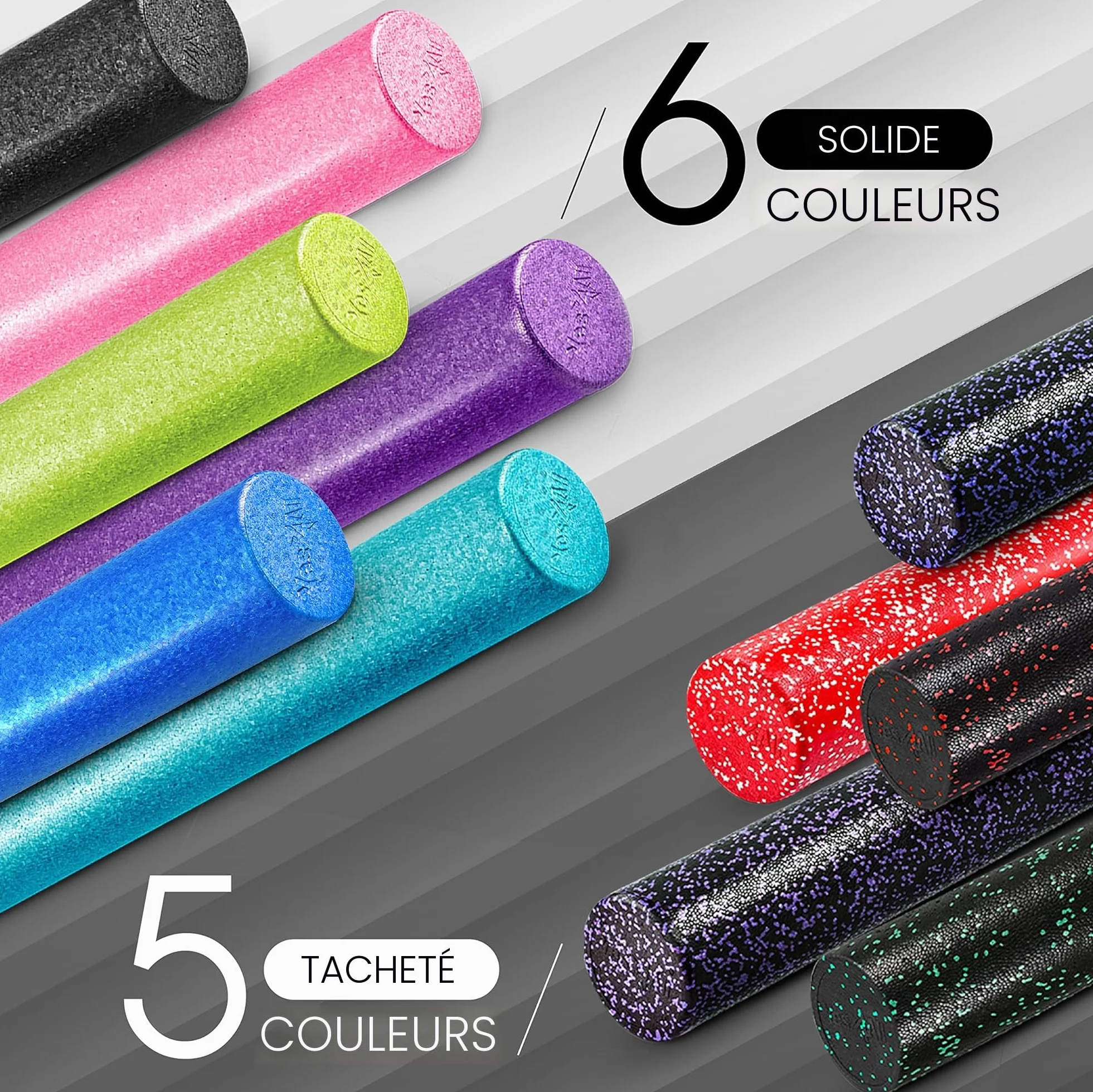 Yes4All Rouleau Mousse Rond en EPP Haute Densité pour le Dos, Yoga, Pilates & Étirements - 30, 45, 60, 90 cm