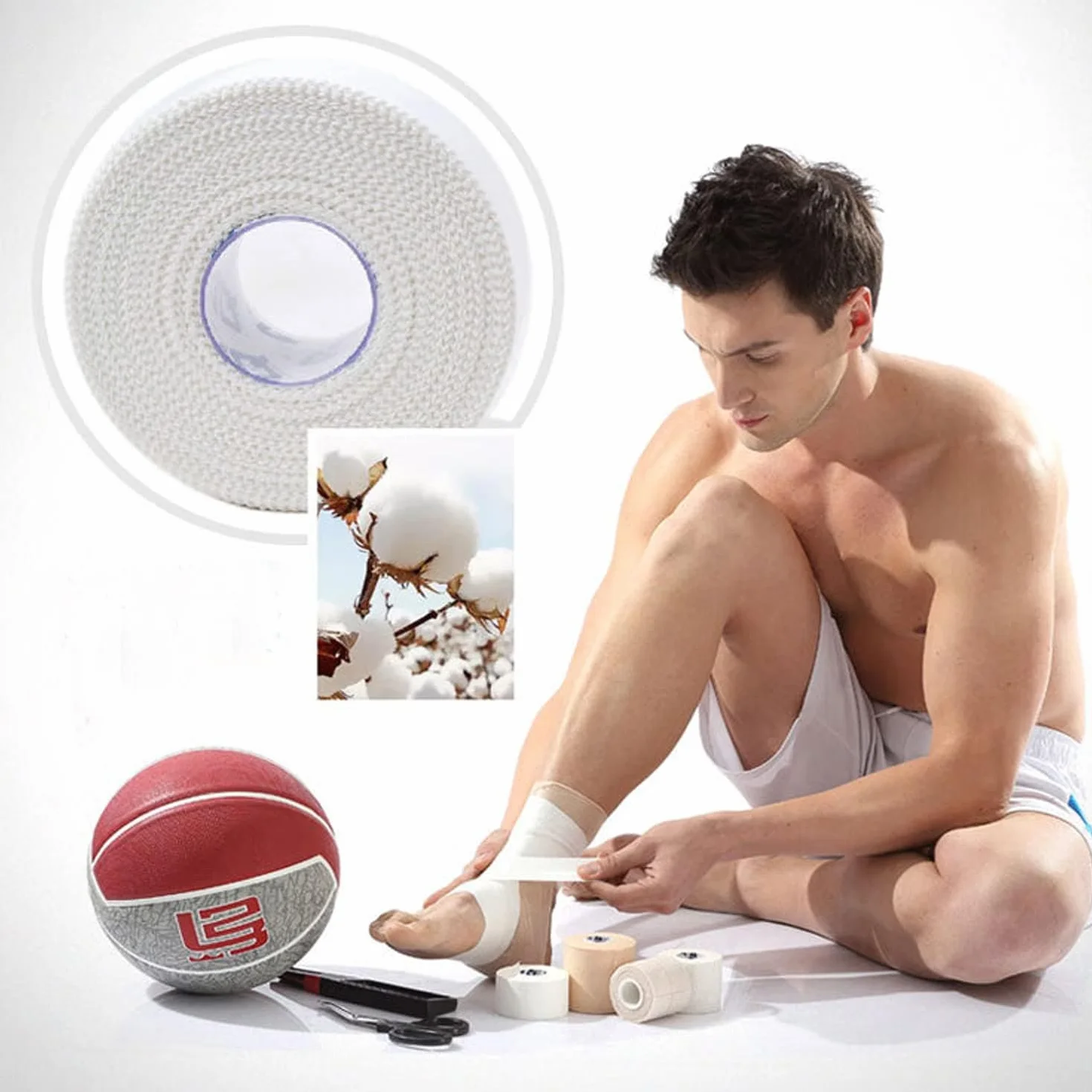 ANAMPION Sport Tape 3.8 cm x 10 m 4 Rouleaux Non Élastique Strap Athlètes Tennis Gymnastique Boxe Blanc