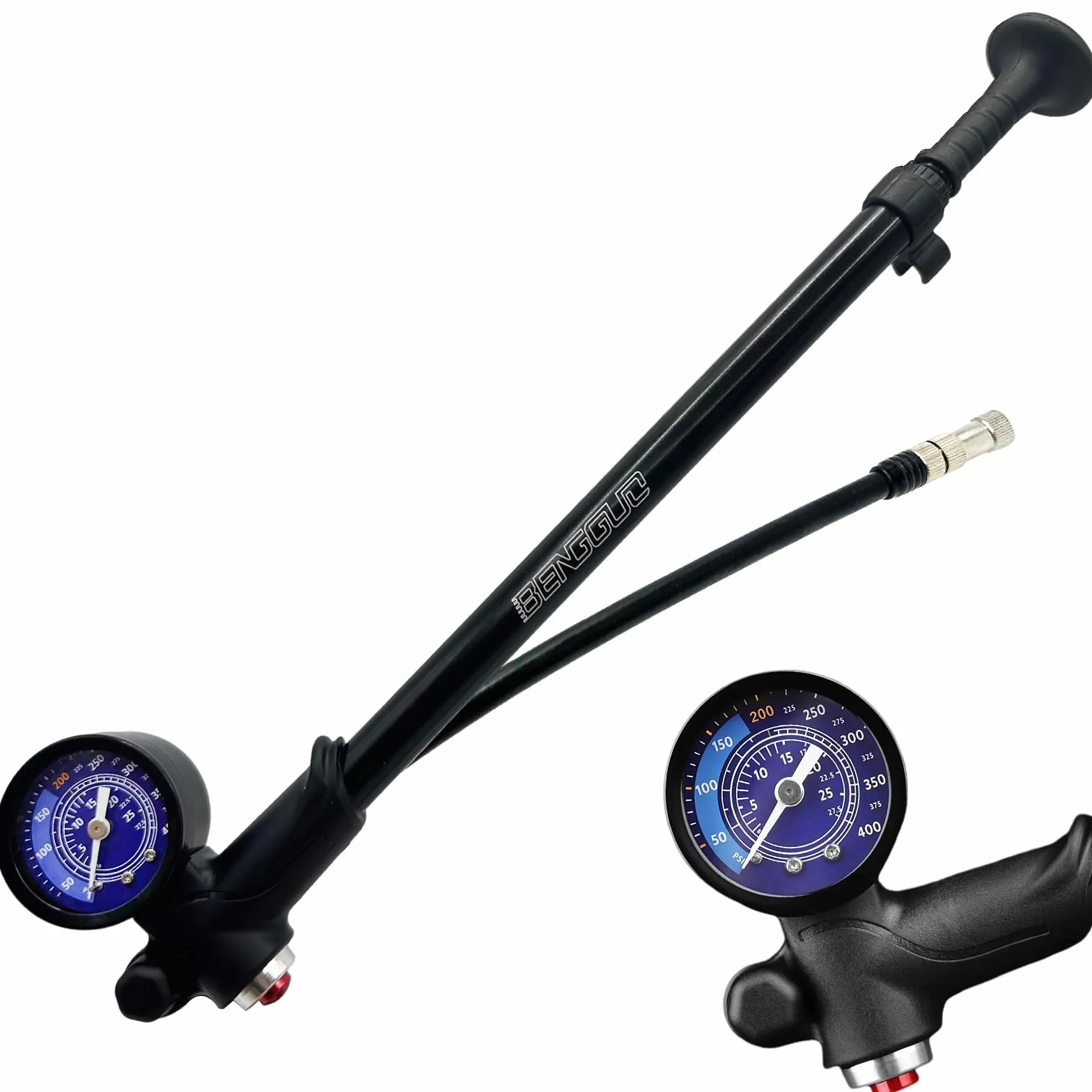 Pompe à amortisseur de vélo haute pression 400 PSI 3 en 1 avec manomètre