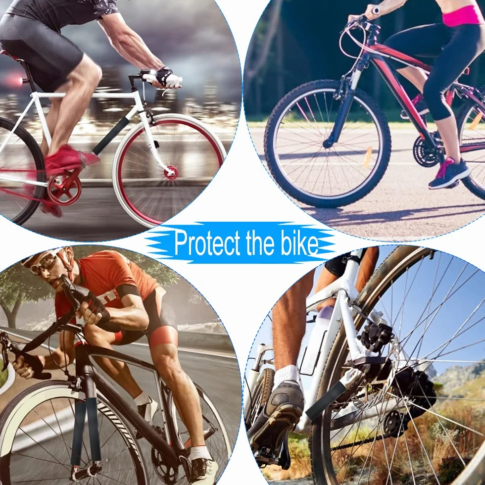 Protecteurs de Cadre de Vélo Autocollants de Chaîne Noir Protection VTT 22x10.5cm 4 PCS