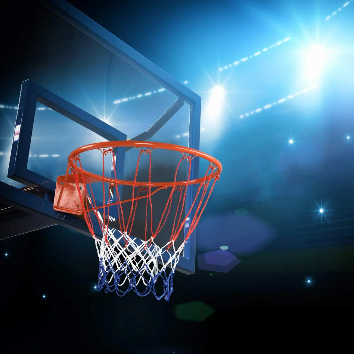 GYMAX Panier de Basketball Mural, Filet de Basket Extérieur et Intérieur, Anneau Métal Robuste, Filet PE