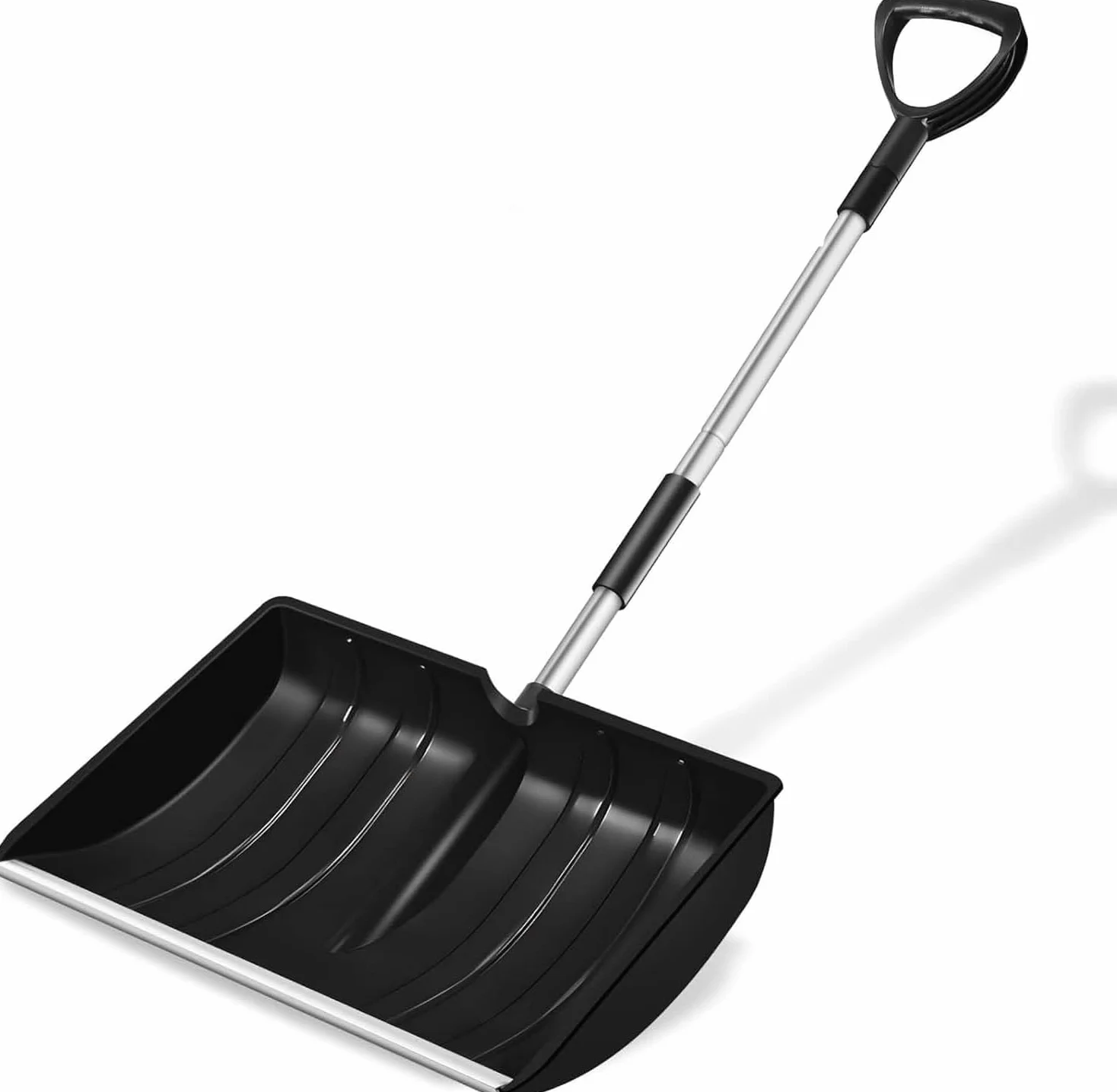 Grande pelle à neige amovible avec poignée en D, grand espace de rangement, convient pour un véhicule de jardin pour le camping en plein air - Noir
