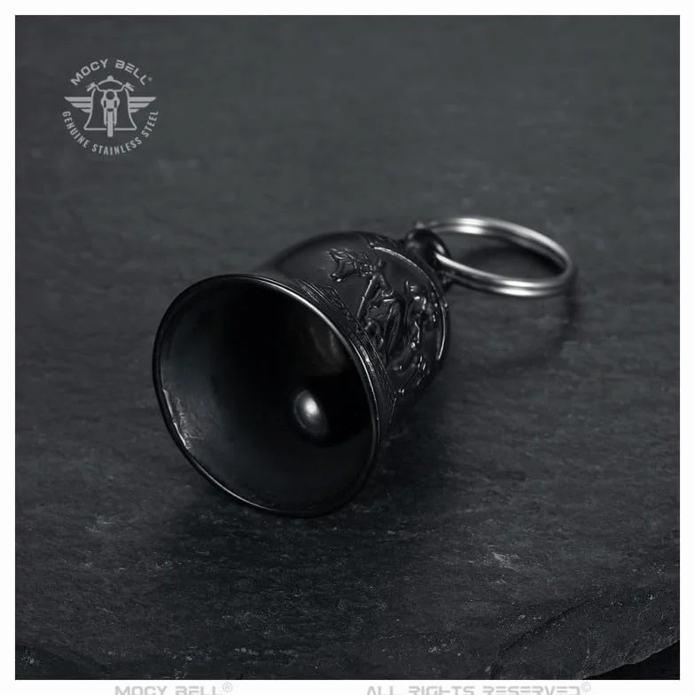 Clochette moto Saint-Christophe Acier inoxydable Noir