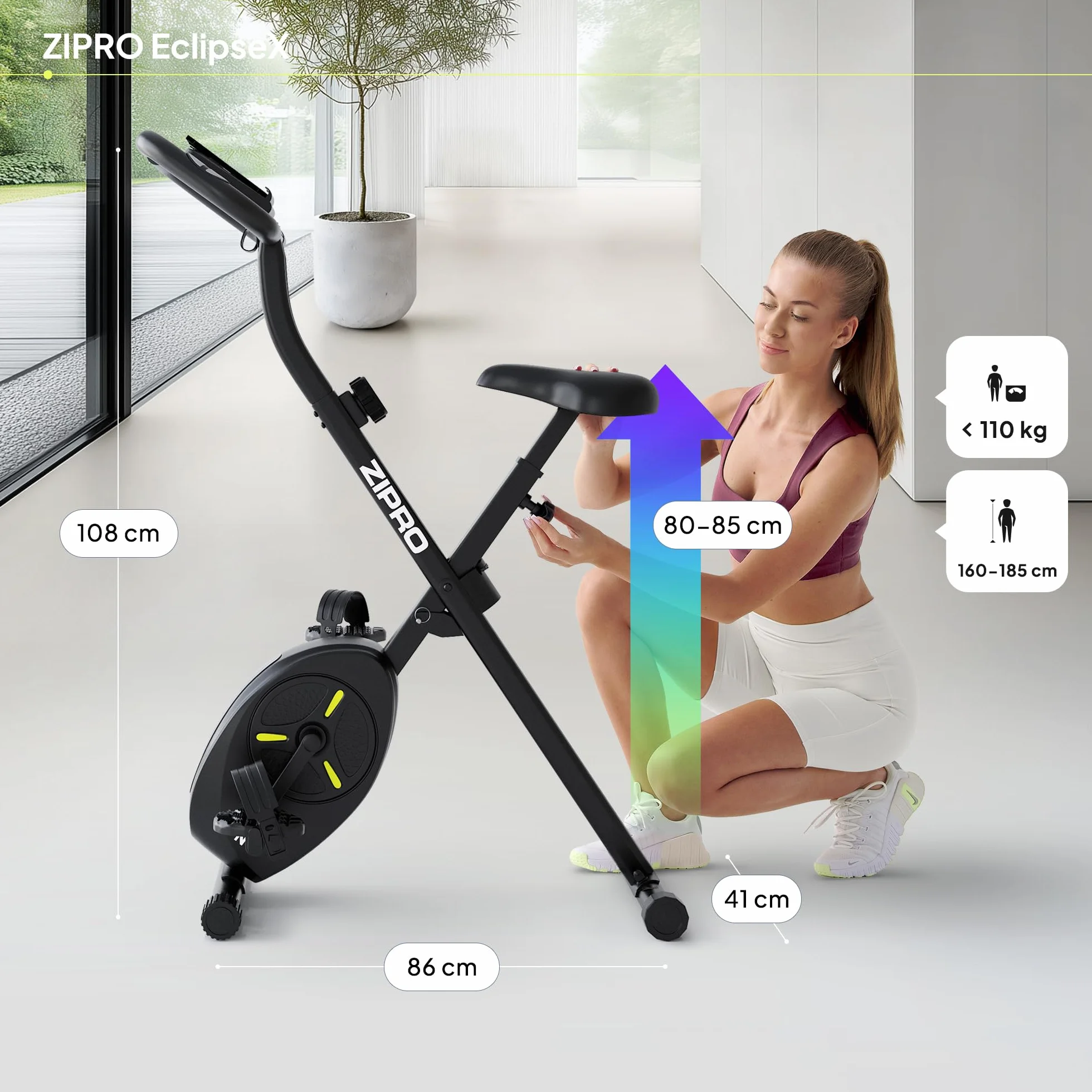 ZIPRO Eclipse X Velo d'Appartement Pliable Elliptique Cardio Training Connecté Magnétique Silencieux