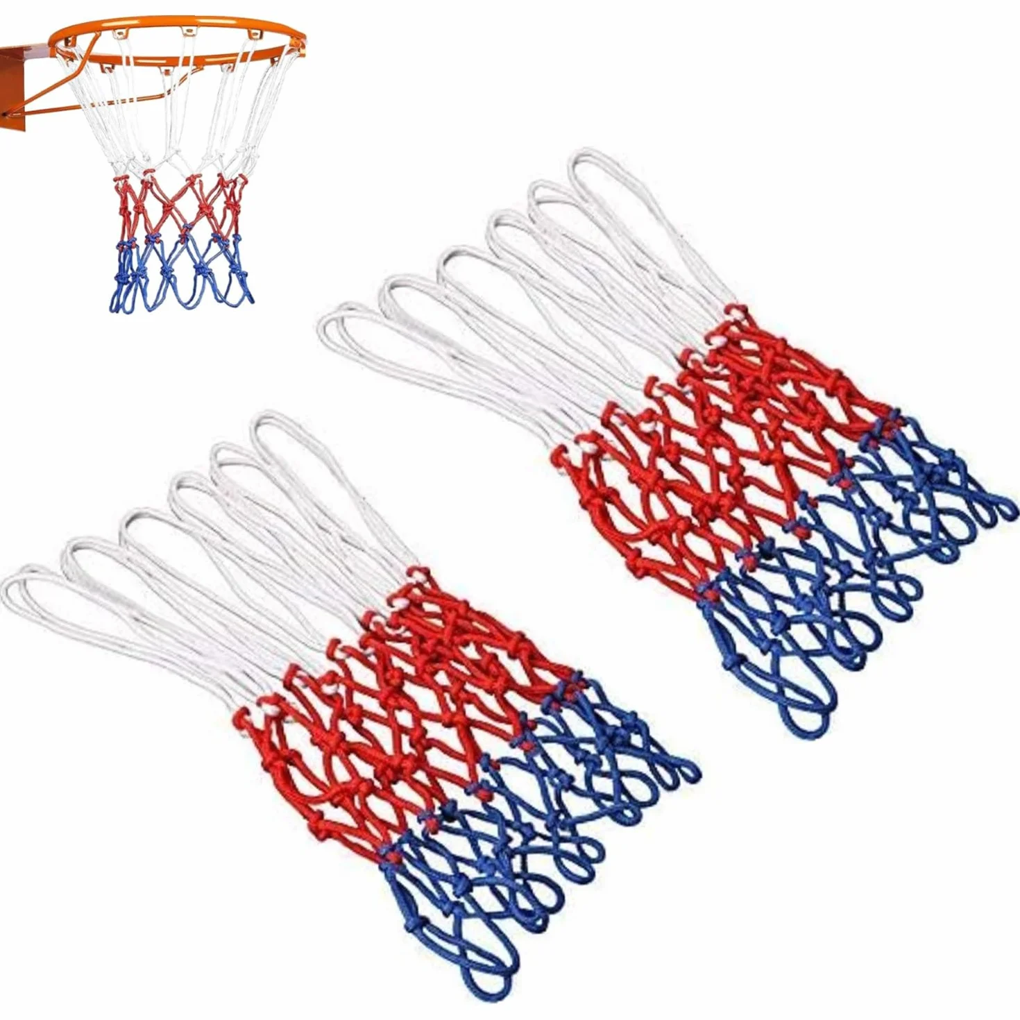 Filet de Basket-Ball Lot de 2 Filets Professionnels 12 Passants Intérieur Extérieur