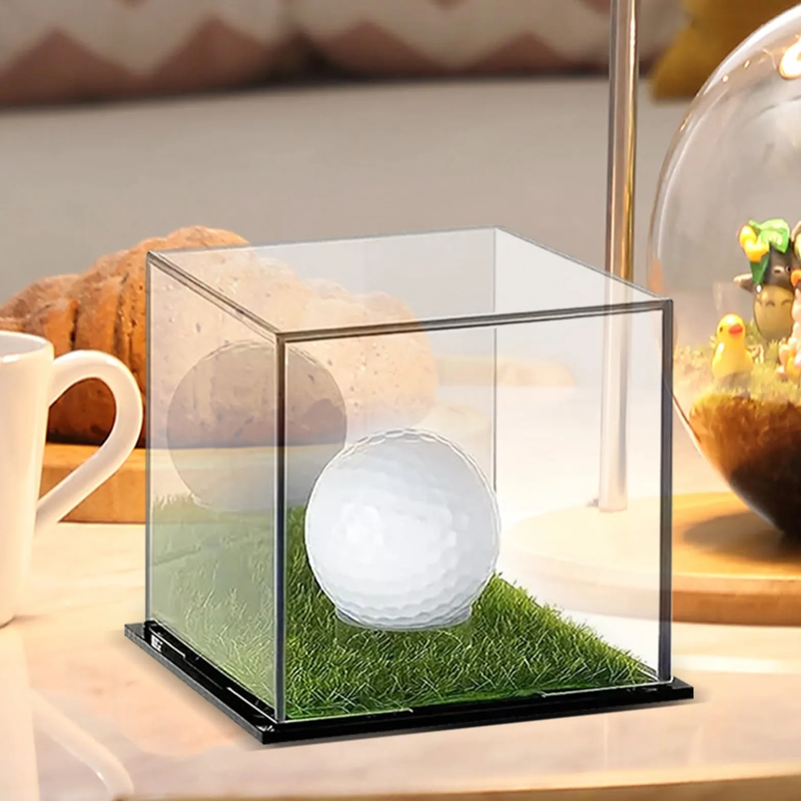 Support de balle de golf transparent, présentoir acrylique 2 pièces, boîte de rangement anti-poussière