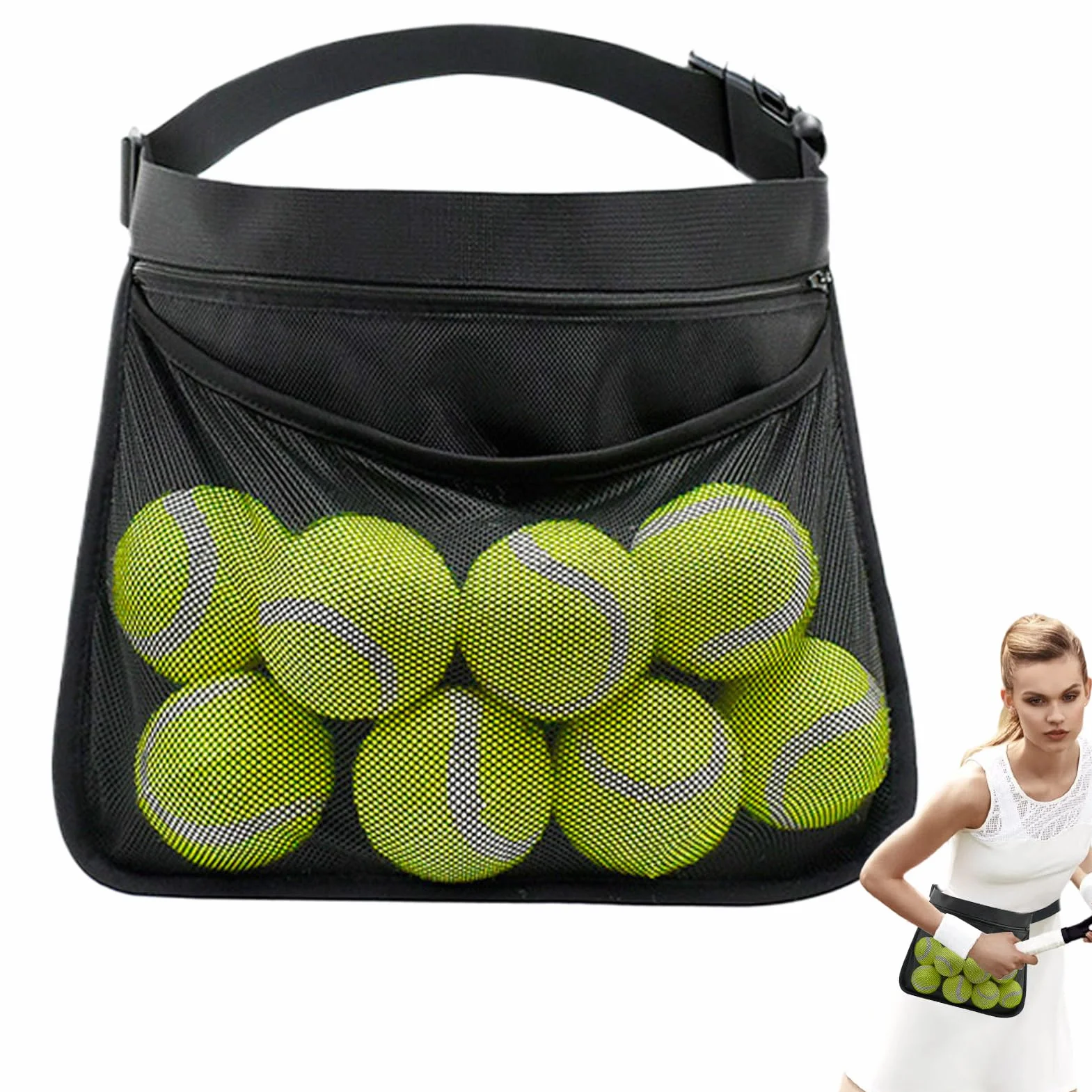 Ballaufbewahrung verstellbarer Gurt abriebfest leichtgewichtig portabel Tennisball Fitnessstudio Training Wettkämpfe Tischtennisball Pickleball Golfball
