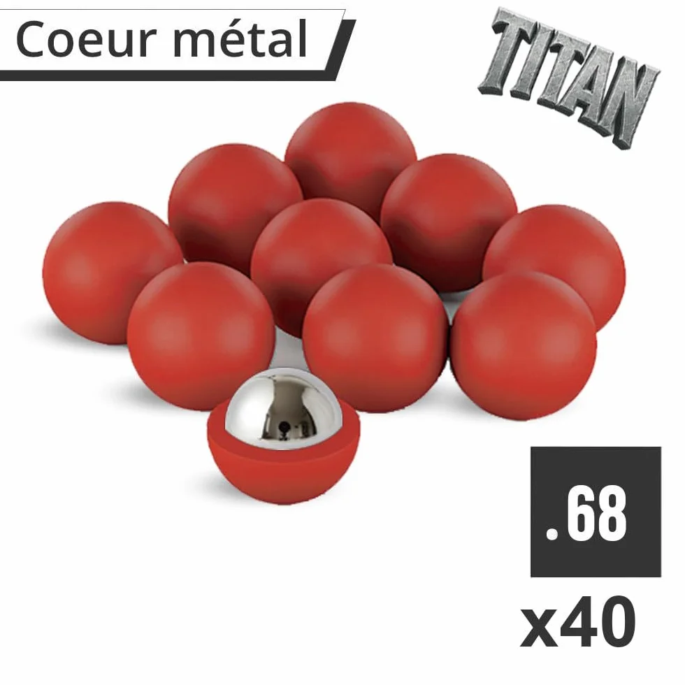 Billes Titan Coeur Acier Coque ABS Extra Dur 17.2mm - T4E Training Paintball Self Defense