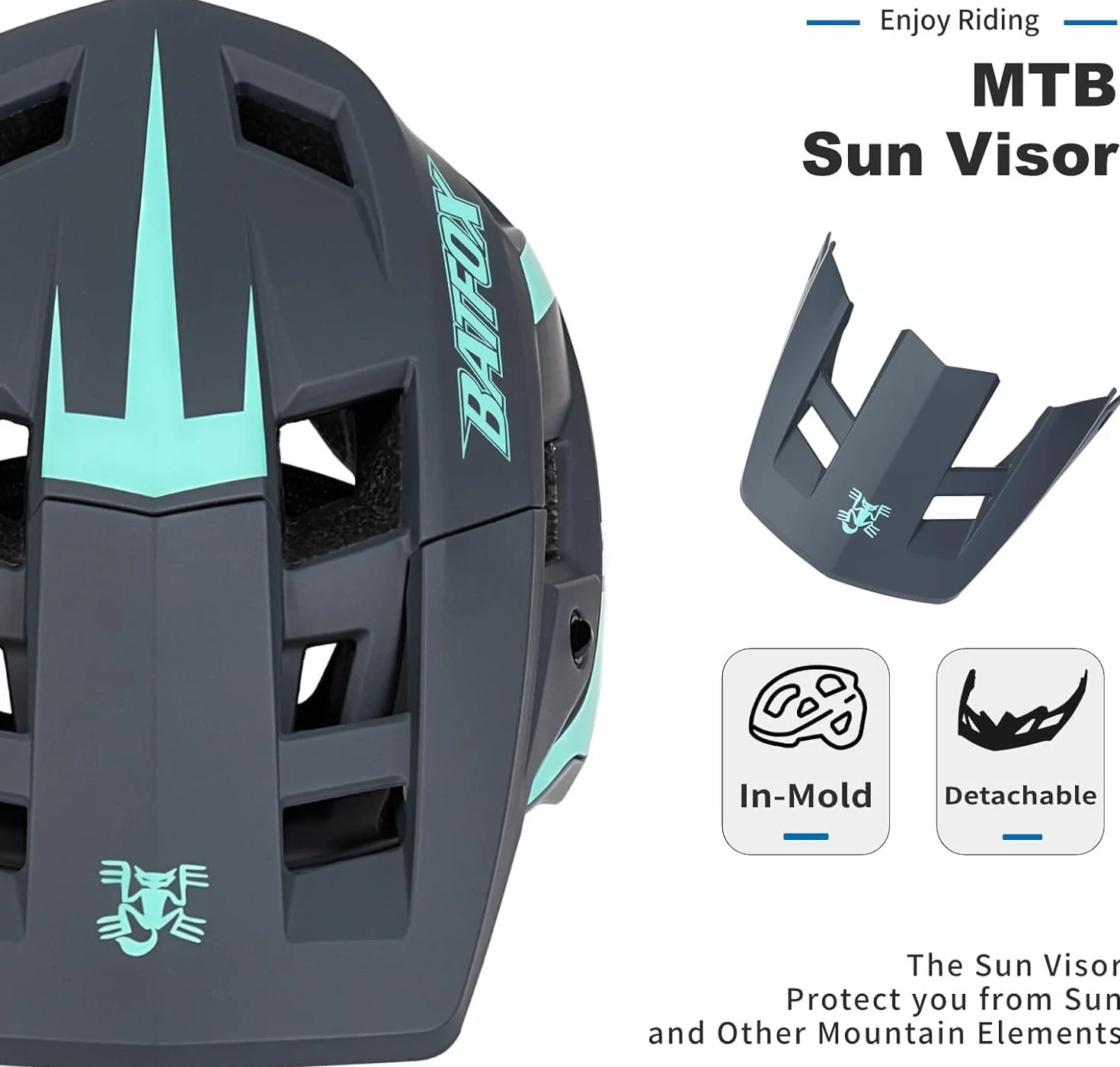 BATFOX Casque de vélo de montagne respirant avec visière pour VTT, vélo de route, BMX