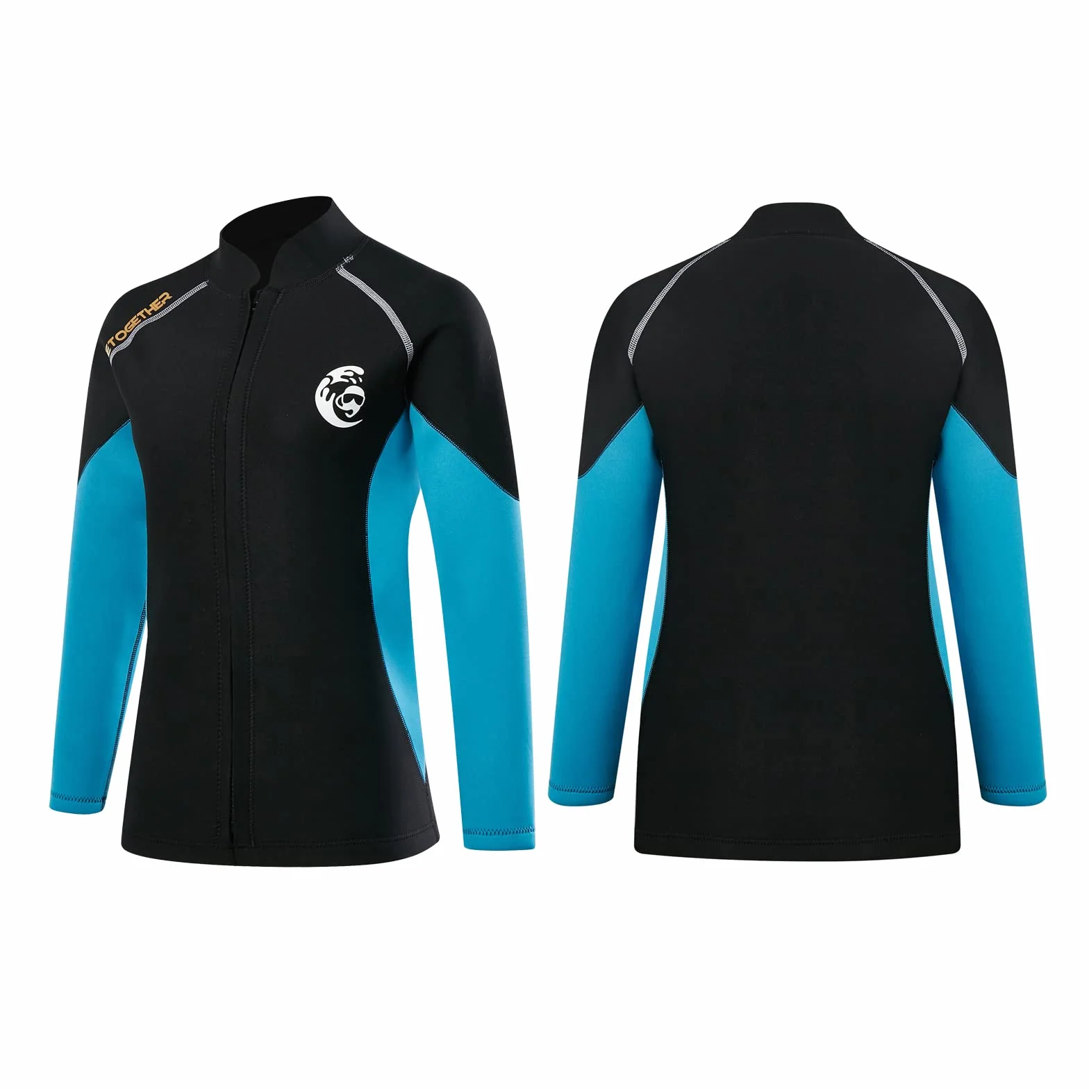 Combinaison de plongée néoprène 2 mm homme femme fermeture éclair devant manches longues surf natation