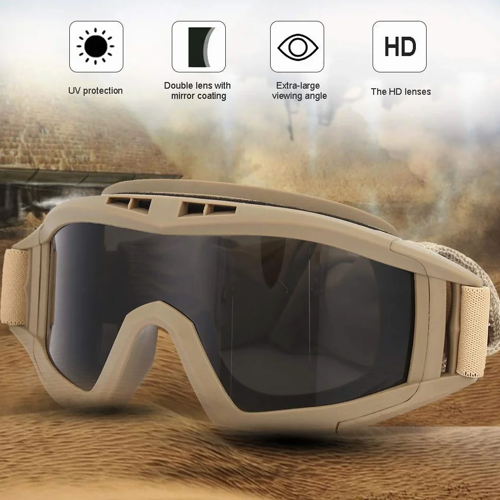 Tactics Goggles Airsoft Paintball Ski Anti-Dust Anti-Fog Eye Protection Military Glasses