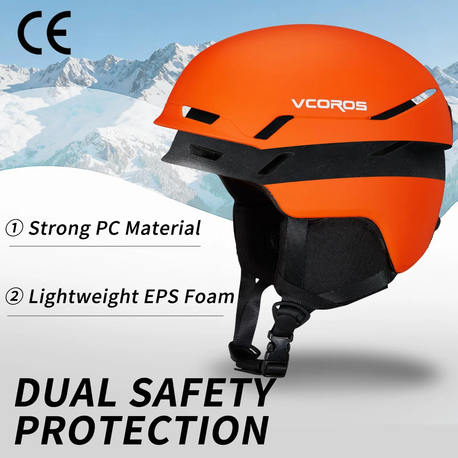 VCOROS Casque de Ski avec Lunettes de Ski Masque DXH816 Adapté au Ski | Casque de Snowboard avec Détachable Cache Oreilles pour Hommes Femmes Anti-UV Anti-Vent Casques de Neige pour Snowboard