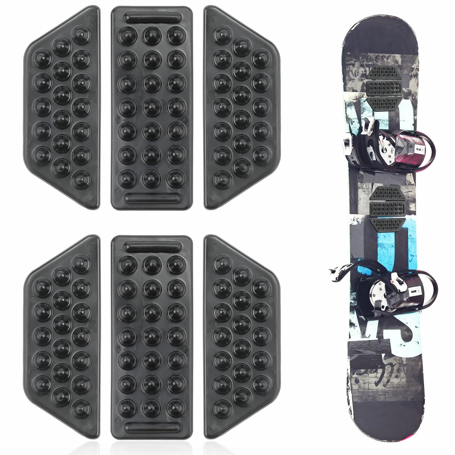 PEUTIER 2 Lots de 6 Pièces Stomp Pad Transparent Snowboard Grip Pad Antidérapant Noir
