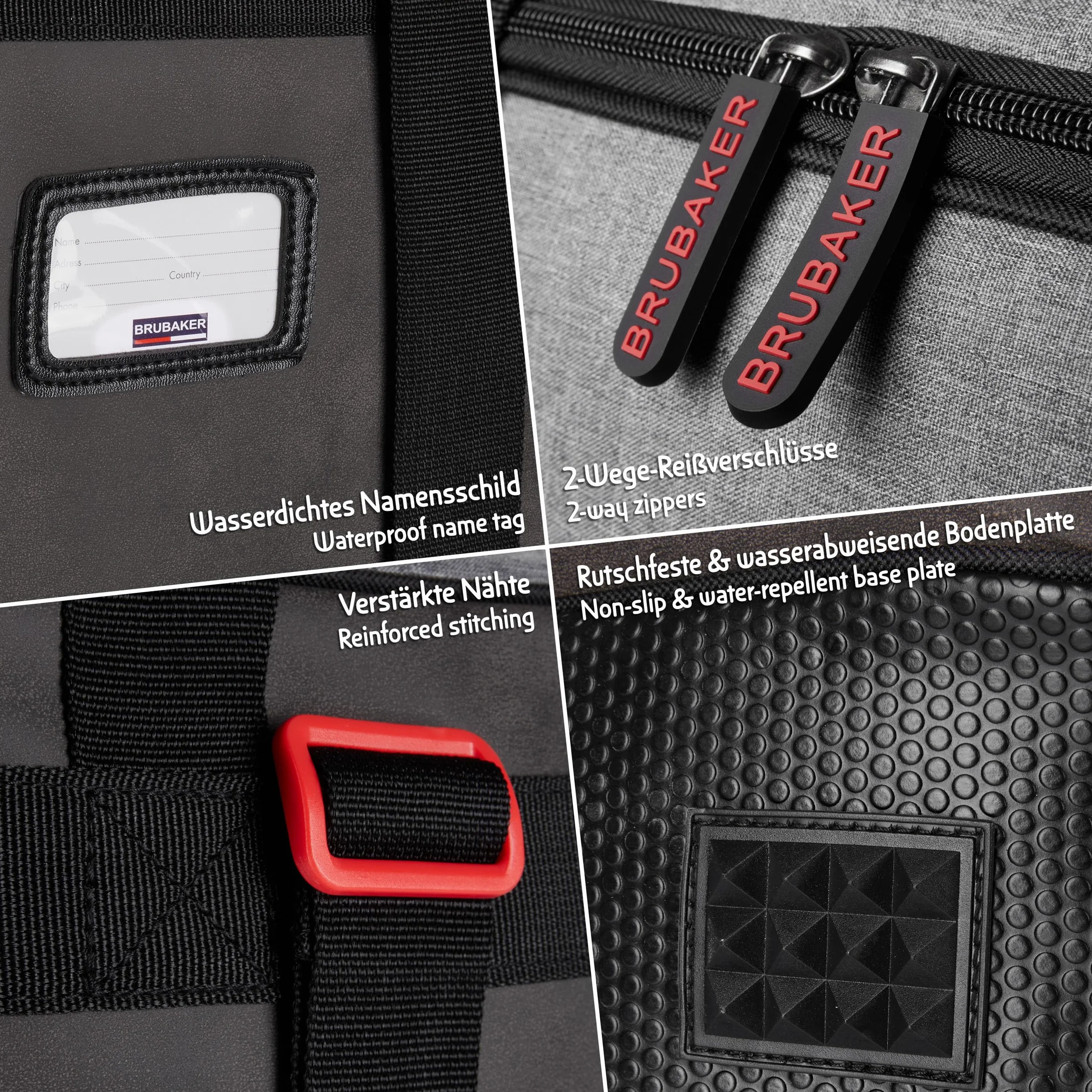 BRUBAKER Set de Ski Carver Performance - Housse et Sac pour 1 Paire de Skis, Bâtons, Chaussures, Casque - Noir/Gris chiné