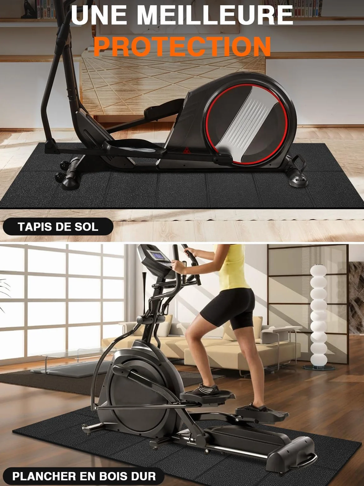 Tapis de protection de sol fitness pliable PVC 160x75 cm 6 mm antidérapant imperméable