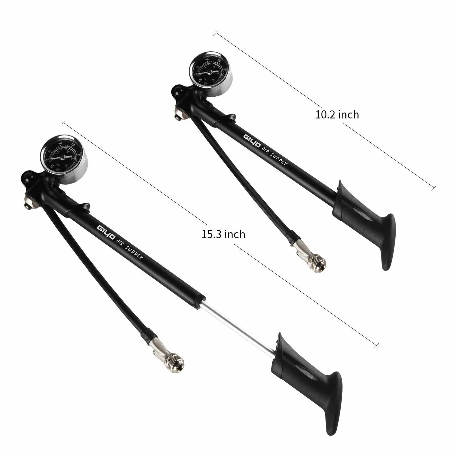 Pompe à chocs haute pression 300 PSI pour fourche suspension arrière levier verrouillage buse sans perte d'air Noir