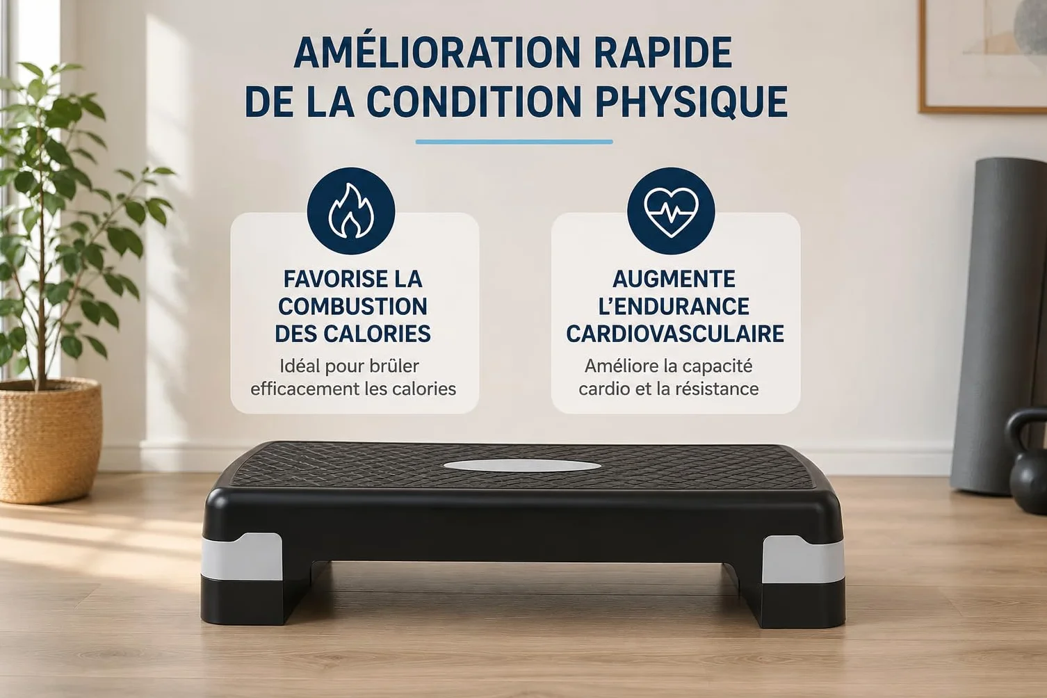 Step Fitness Réglable 18 cm Hauteur Stepper Cardio Musculation Plateforme Antidérapante Entraînement Domicile