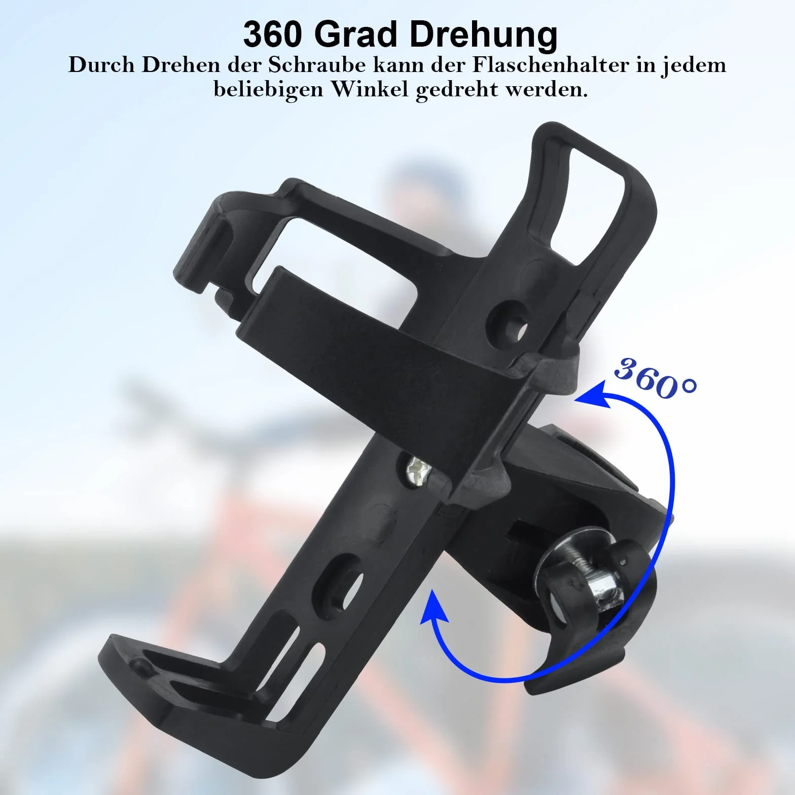 Porte Bidon Vélo Sans Vis, Support Bouteille Eau Rotation 360° pour VTT Poussette Fauteuil Roulant Noir