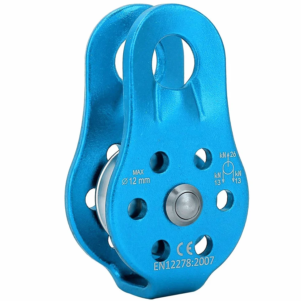 Poulie en Alliage d'aluminium 26KN Simple avec Émerillon pour Corde 12 mm Orange