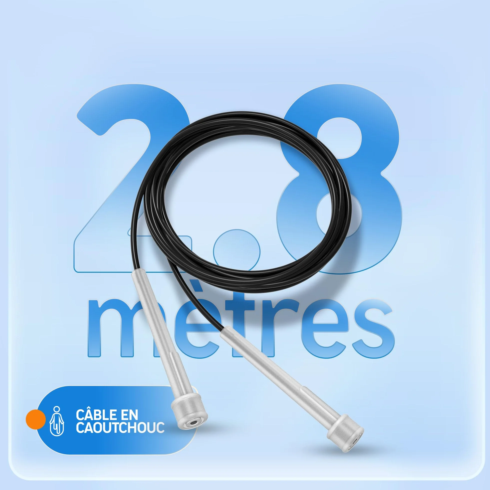 PORTENTUM Corde à Sauter Réglable 2.8M pour Fitness, Crossfit, Sport, Boxe