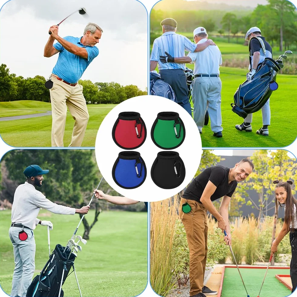 Pochettes de Nettoyage de Balles de Golf, Imperméable à l'eau Sac de Golf avec Double Couche, Mini Sac de Nettoyage Portables pour Balles de Golf avec Mousqueton, Accessoires de Golf