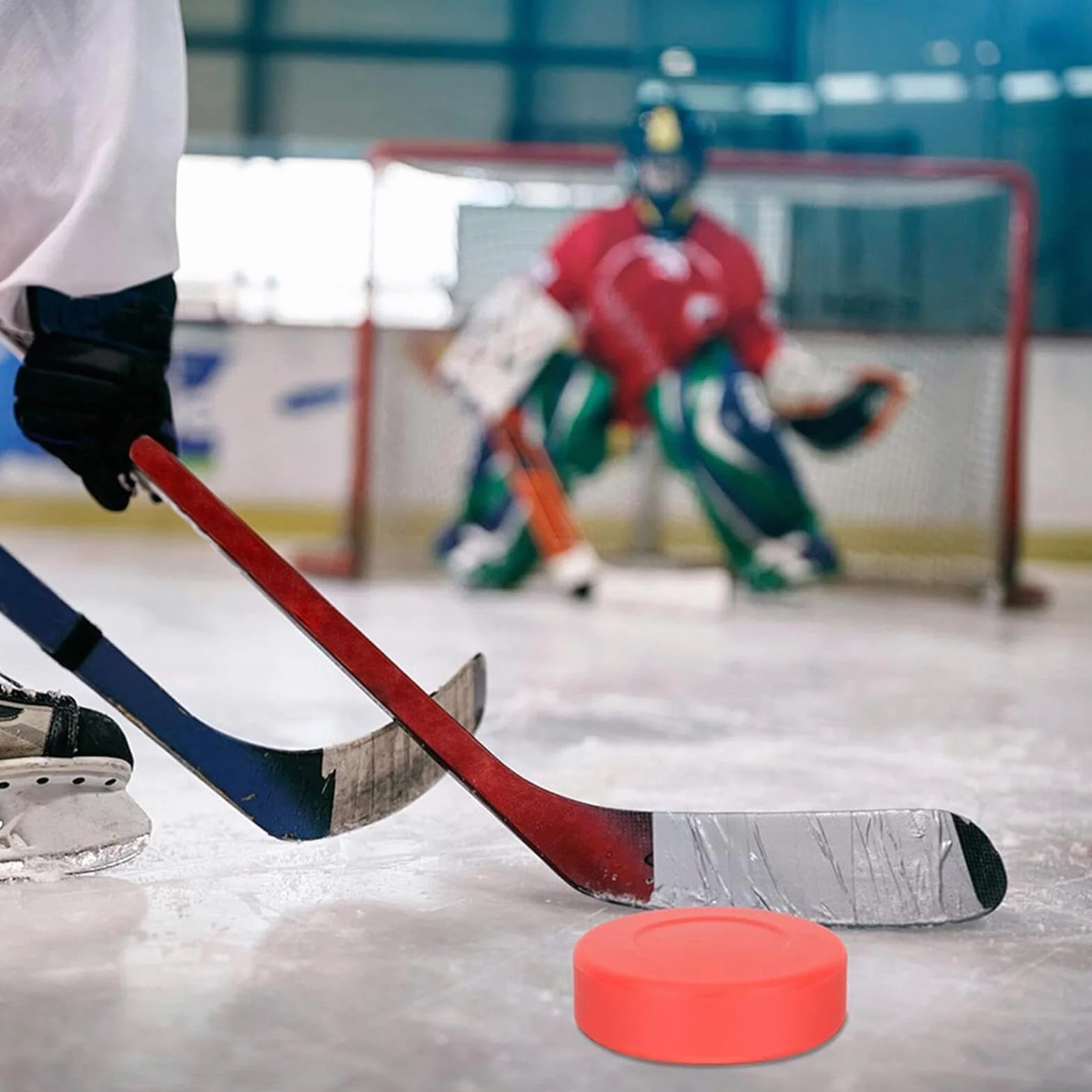 Palets de hockey sur glace PVC caoutchouc 6,9 x 1,8 cm lot de 4 entraînement