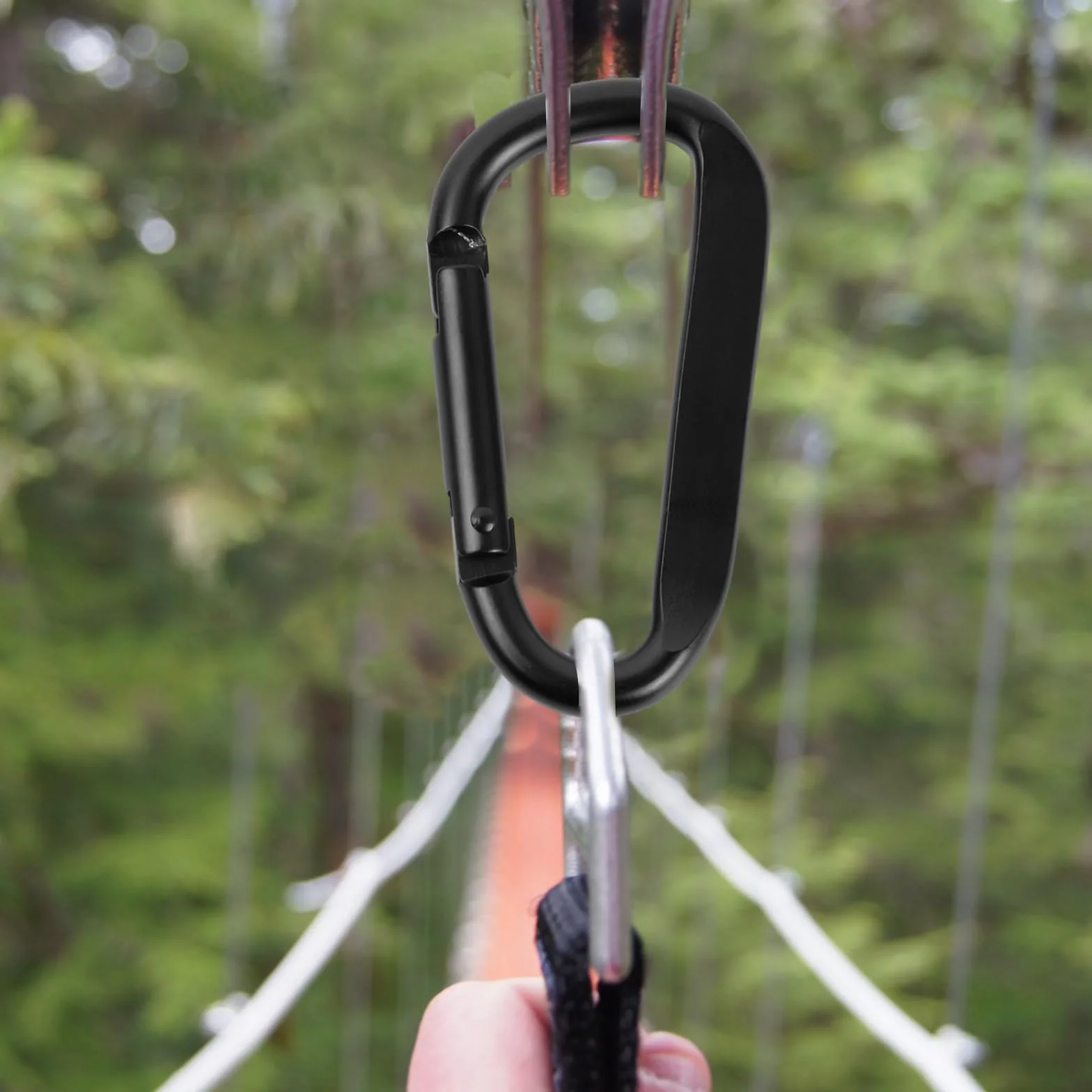 Mousquetons à vis 68 mm aluminium noir lot de 6 pour hamac camping randonnée