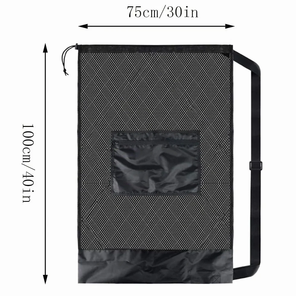 Sac à Ballon Grand Sac en Maille Filet avec Bretelles Réglable pour Football Volley-Ball Rugby 75x100 cm