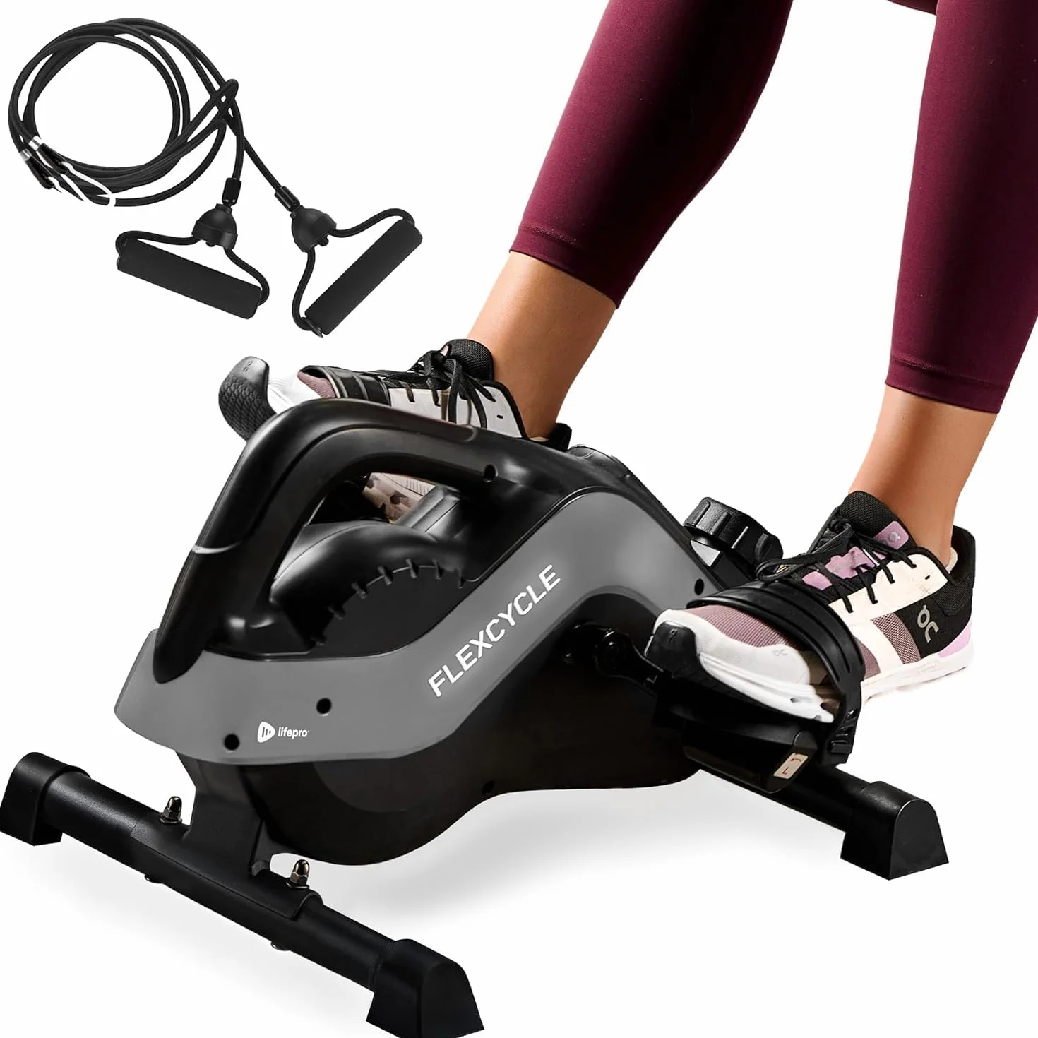Lifepro Flexcycle Pédale d'exercice sous le Bureau – Vélo d'appartement magnétique avec écran LCD et bandes de résistance