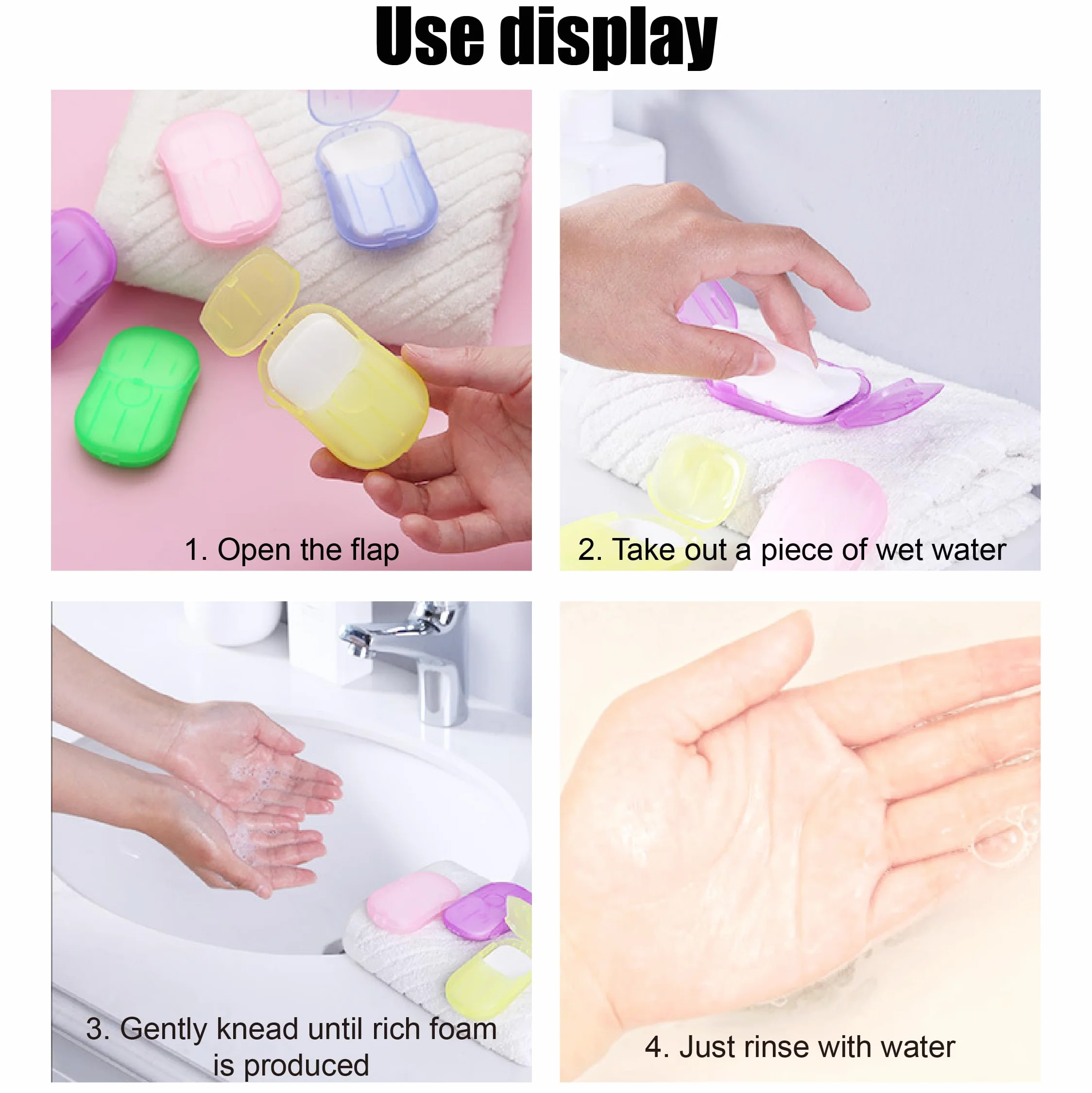 Savon en Papier jetable 100 Feuilles Portable Mini Feuilles de Savon pour les Mains Voyage