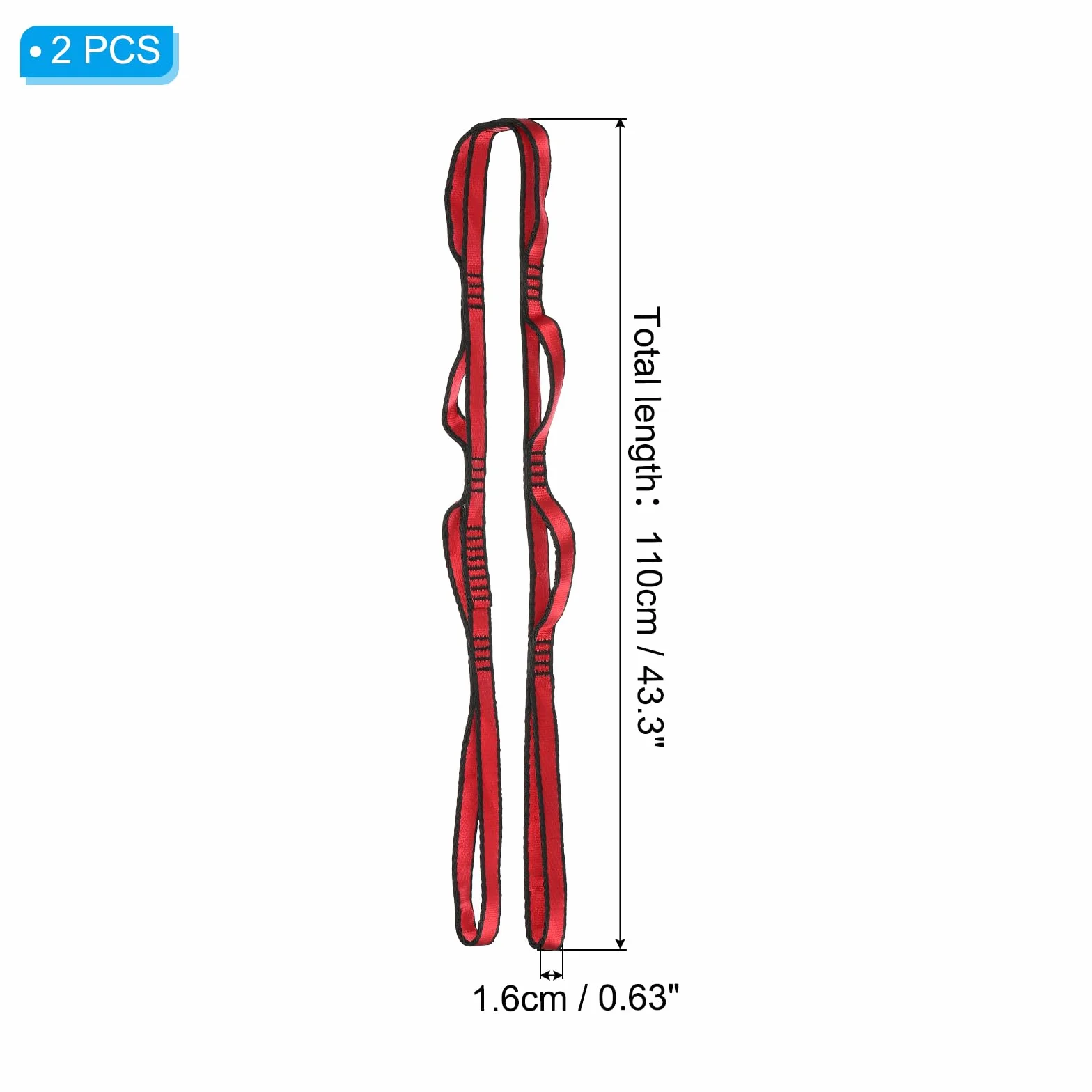 PATIKIL Sangle en chaîne Daisy Lot de 2 Sangles d'escalade Robustes en Nylon Ajustables avec 8 Boucles Rouge