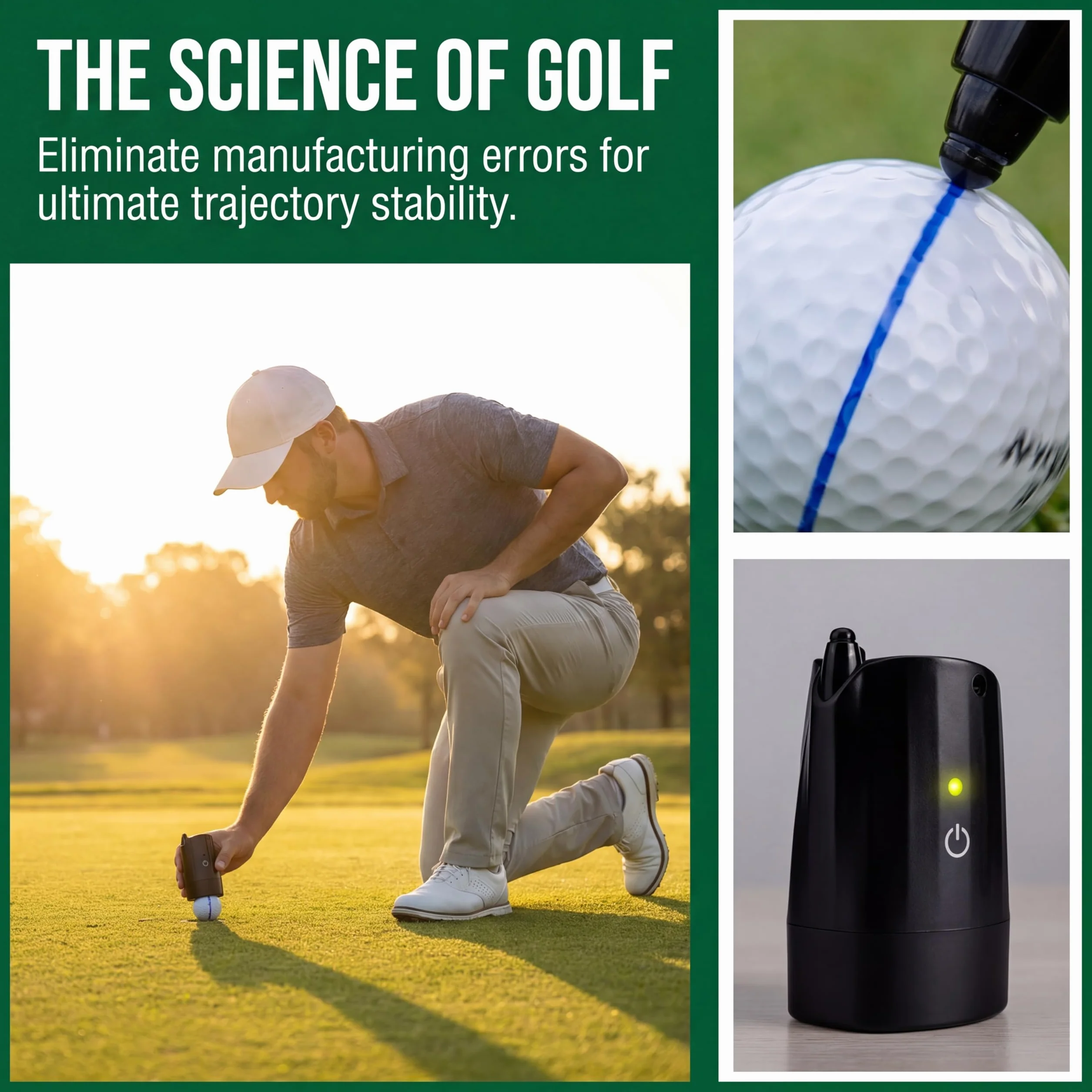 Équilibreur de balle de golf avec dessin automatique par gravité – Design scientifique pour un lancer précis, une précision de conduite améliorée et un outil de marquage d'alignement facile